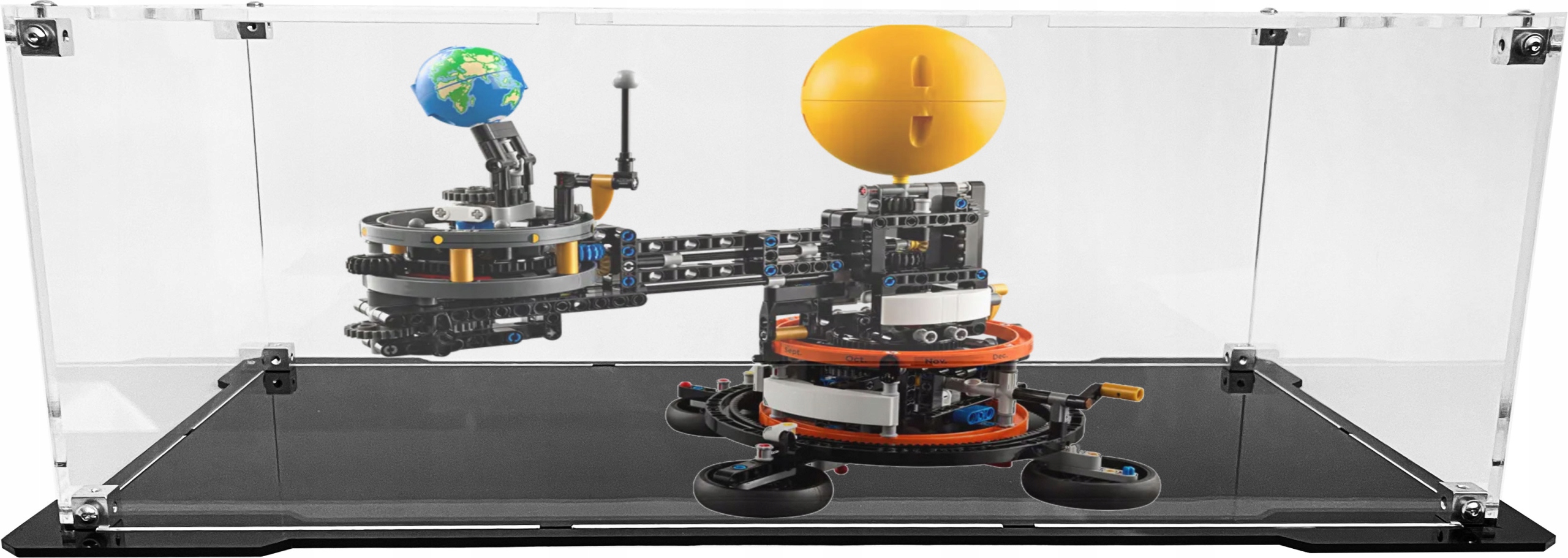 Vitrína s černou základnou pro stavebnici Lego 42179 Planeta Země a Měsíc