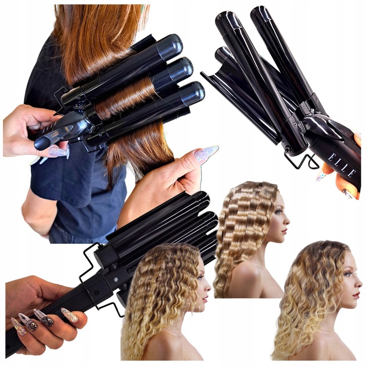 Falownica Do Włosów Lokówka Karbownica Loki Fale 3 Wałki 25mm Elle