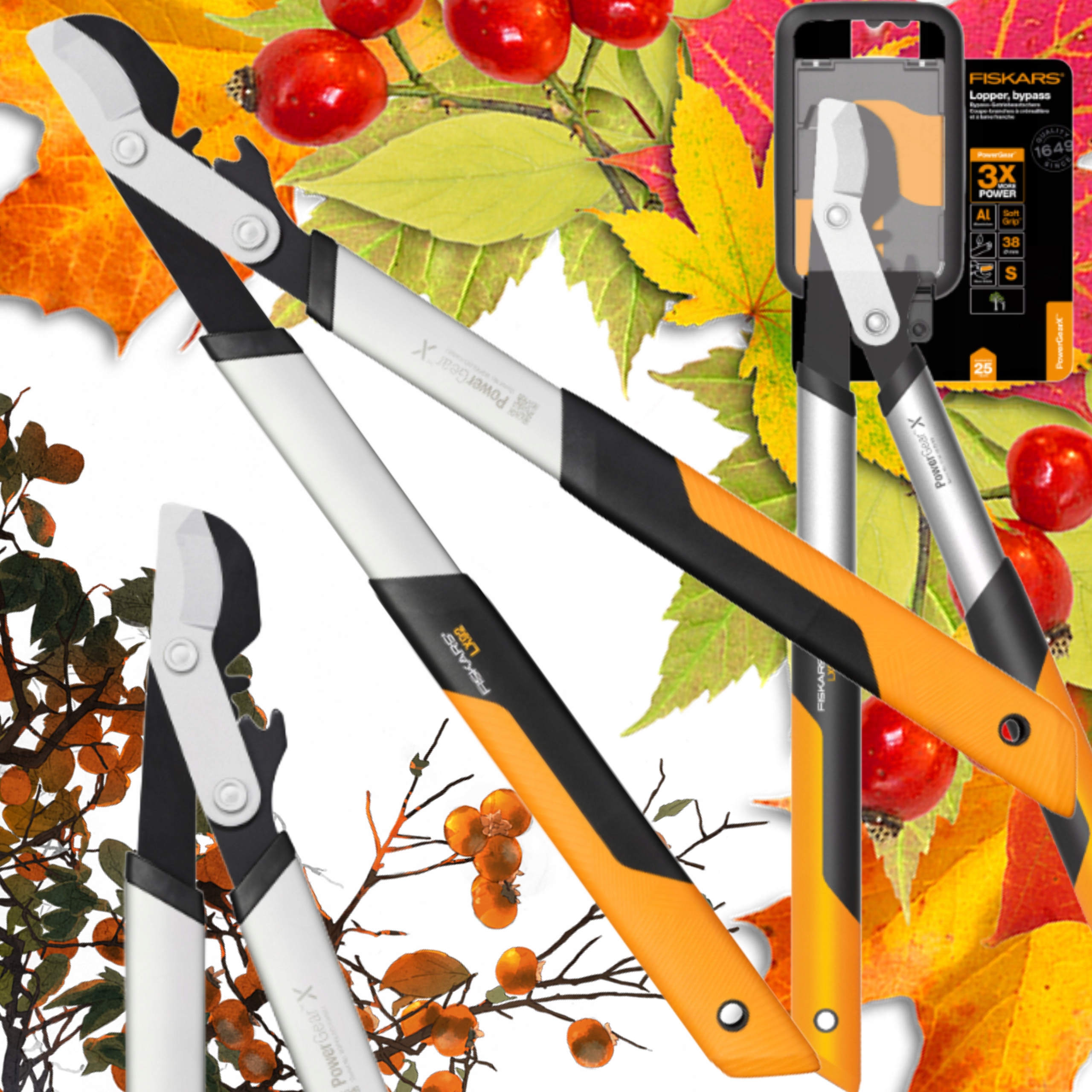Fiskars Obojručný Záhradnícky Nôž Powergearx LX92 38 MM, Nožnice Na Hrubé Konáre