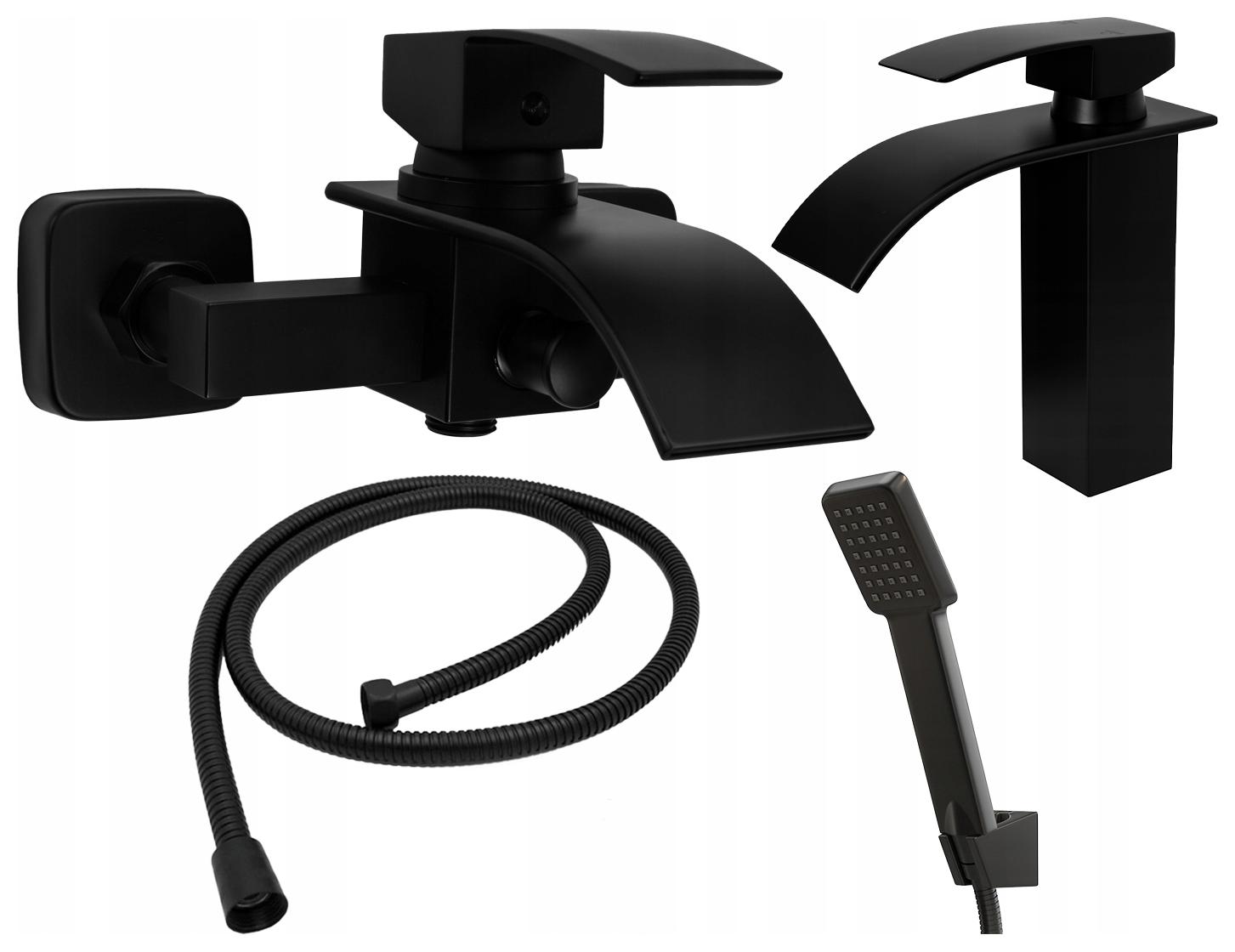 Vaňová batéria umývadlová sprchová súprava Elva čierna matná komplet