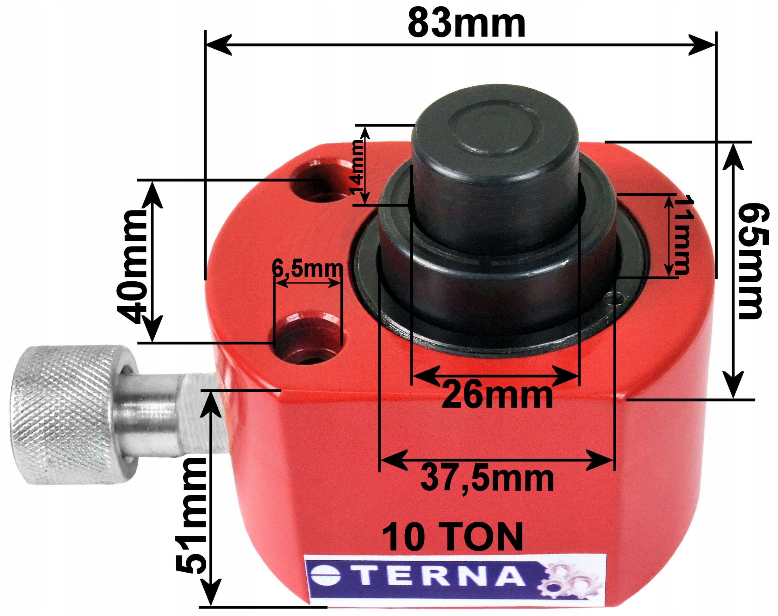 10T SILOWNIK HYDRAULICZNY NISKI 2 TLOKI 10 TON EAN 5904915128505