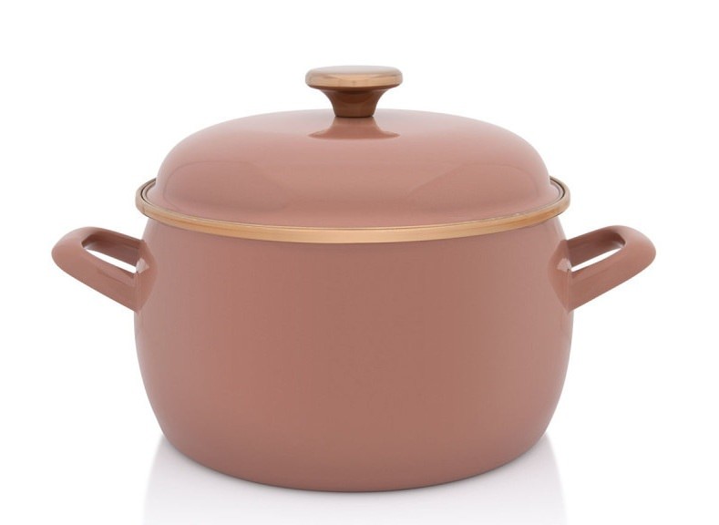 Garnek emaliowany z emaliowaną pokrywką 24 cm, 7,5 l, beżowy, Mokka