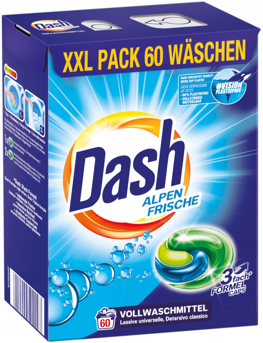 Levně Dash Alpen Frische kapsle na praní 3v1 Univerzální 60 praní
