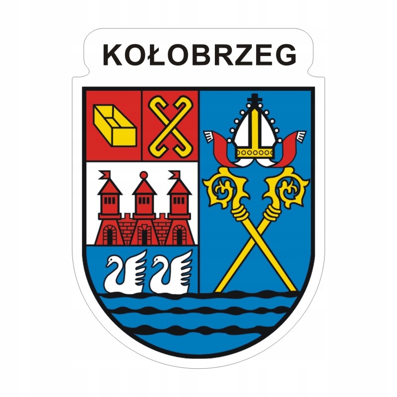 Naklejka z herbem z napisem 12 cm Kołobrzeg
