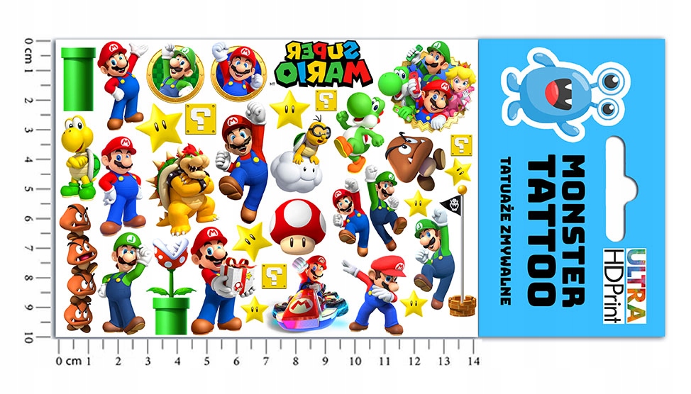 ZESTAW NAKLEJKI + TATUAŻE DLA DZIECI DZIECIĘCE SUPER MARIO BROS JAKOŚĆ Marka inny