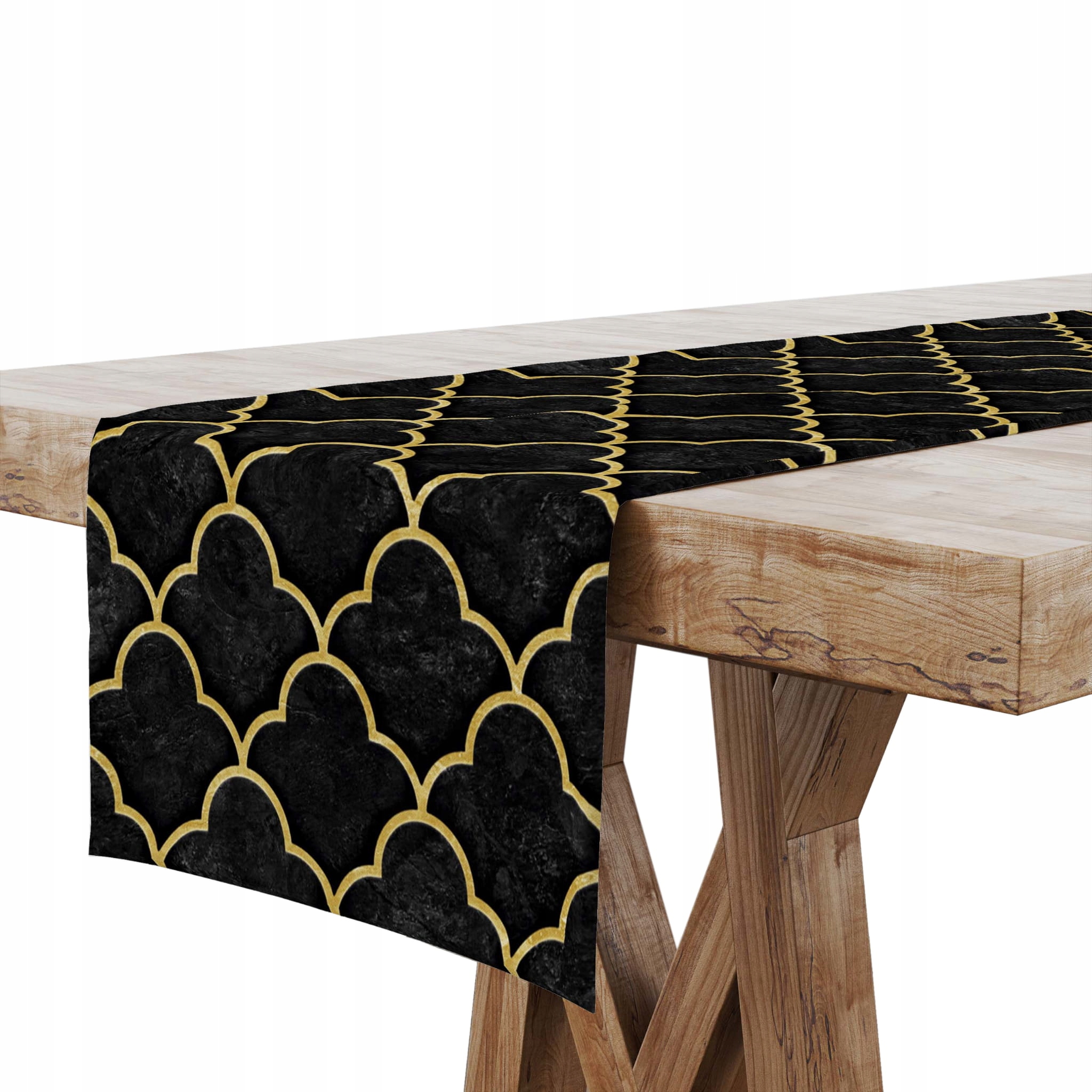 

Bieżnik na Stół 40x160 Czarny Maroko Złote 8274