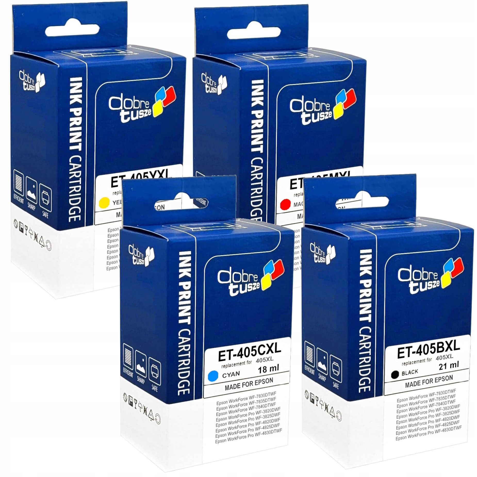 Tusze 405 Do Epson WF-7830DTWF WF-7835DTWF WF-7840DTWF WF-3820DWF 7835DTWF