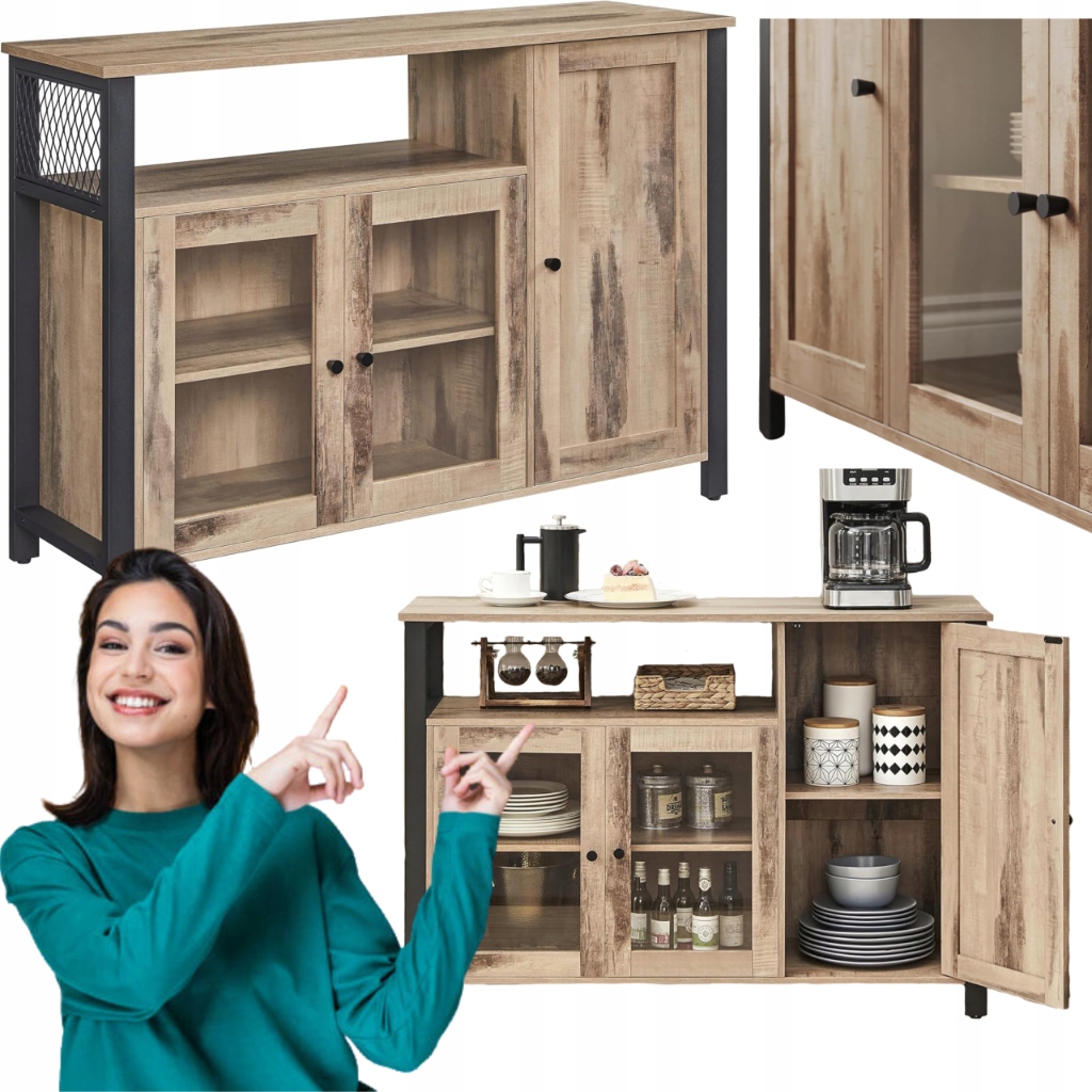 Presklená komoda s dverami, vitrína Kredens do kuchyne, obývacej izby, Tv