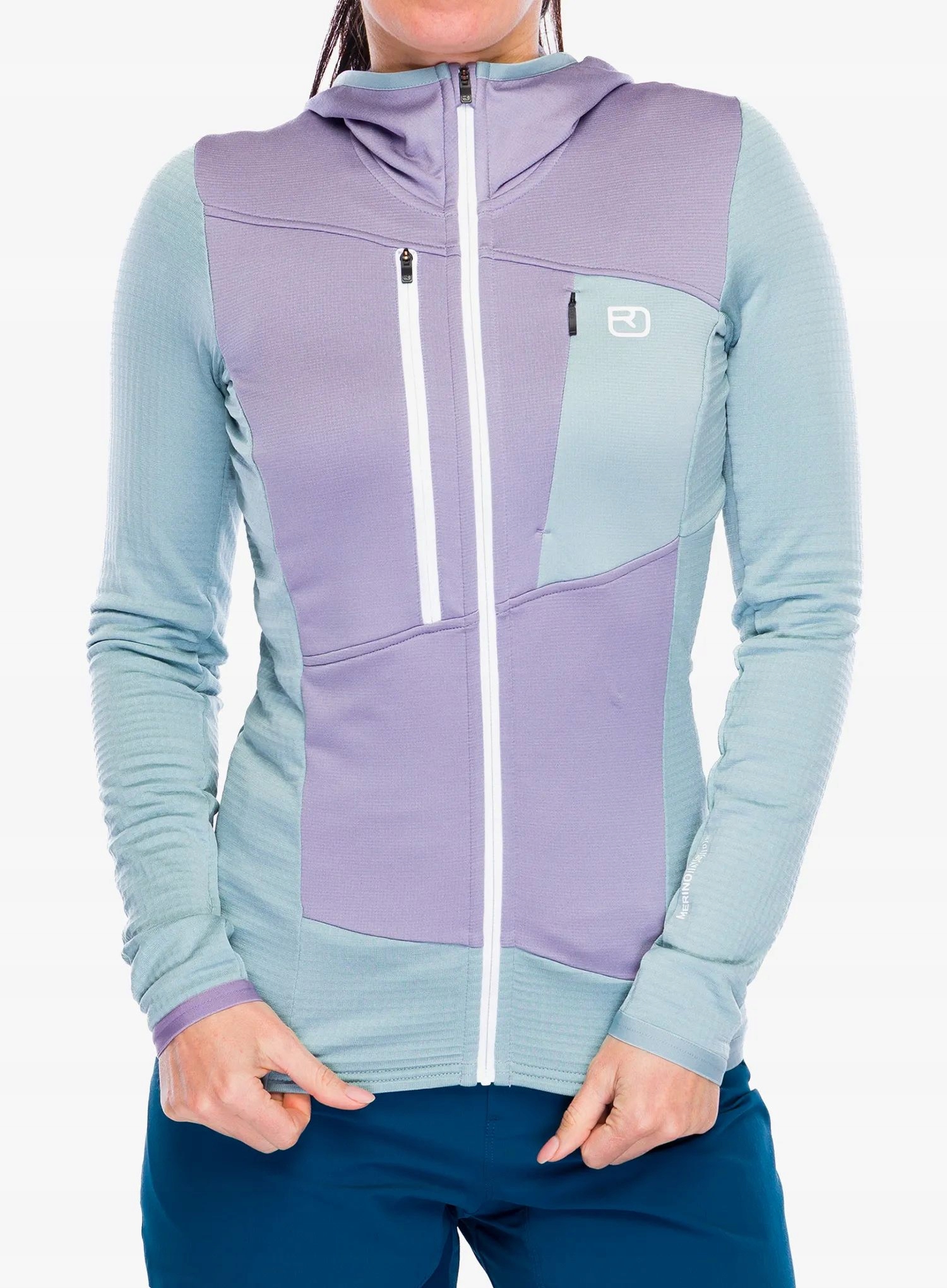 Bluza z kapturem damska Ortovox Fleece Grid Hoody glacier grey S