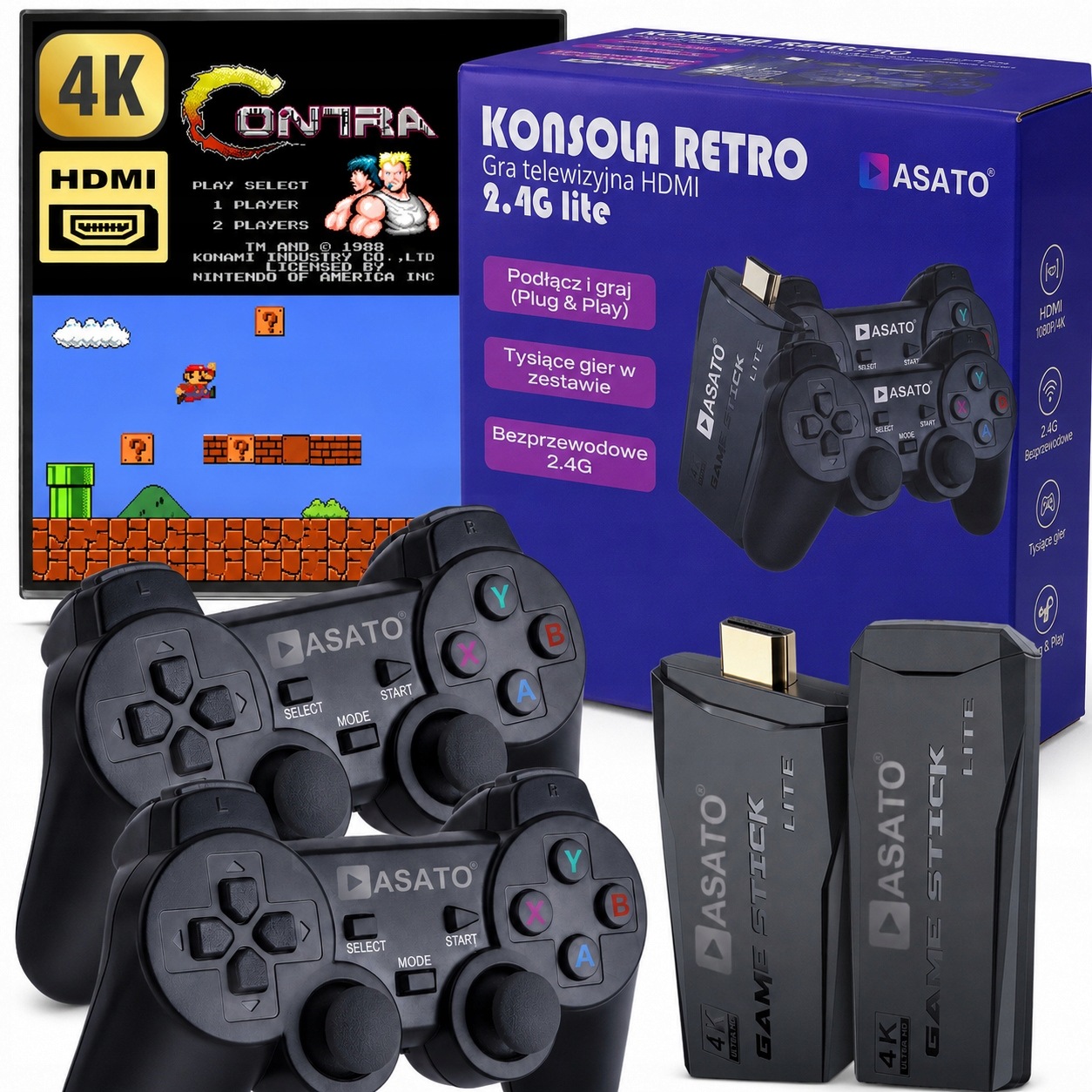 Konsola Retro 10000 Gier Hdmi Przenośna Pady Bezprzewodowe Gra Telewizyjna