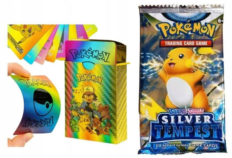 KARTY POKEMON KOLOROWE TĘCZOWE KOMPLET 55 SZTUK + 10 GRATIS