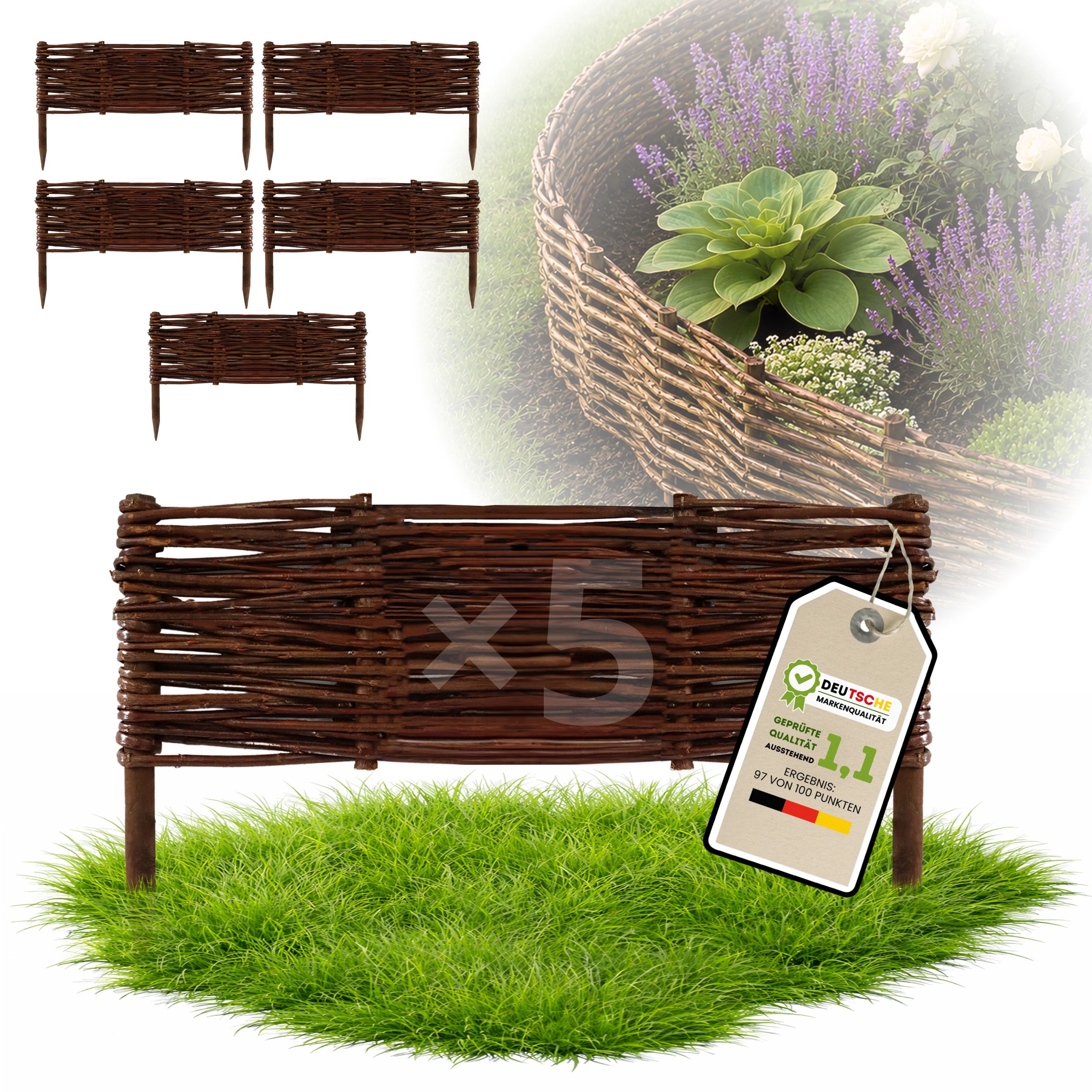 5 kusů Palisáda, plot trávníkový lem 20/50 cm Výrobce