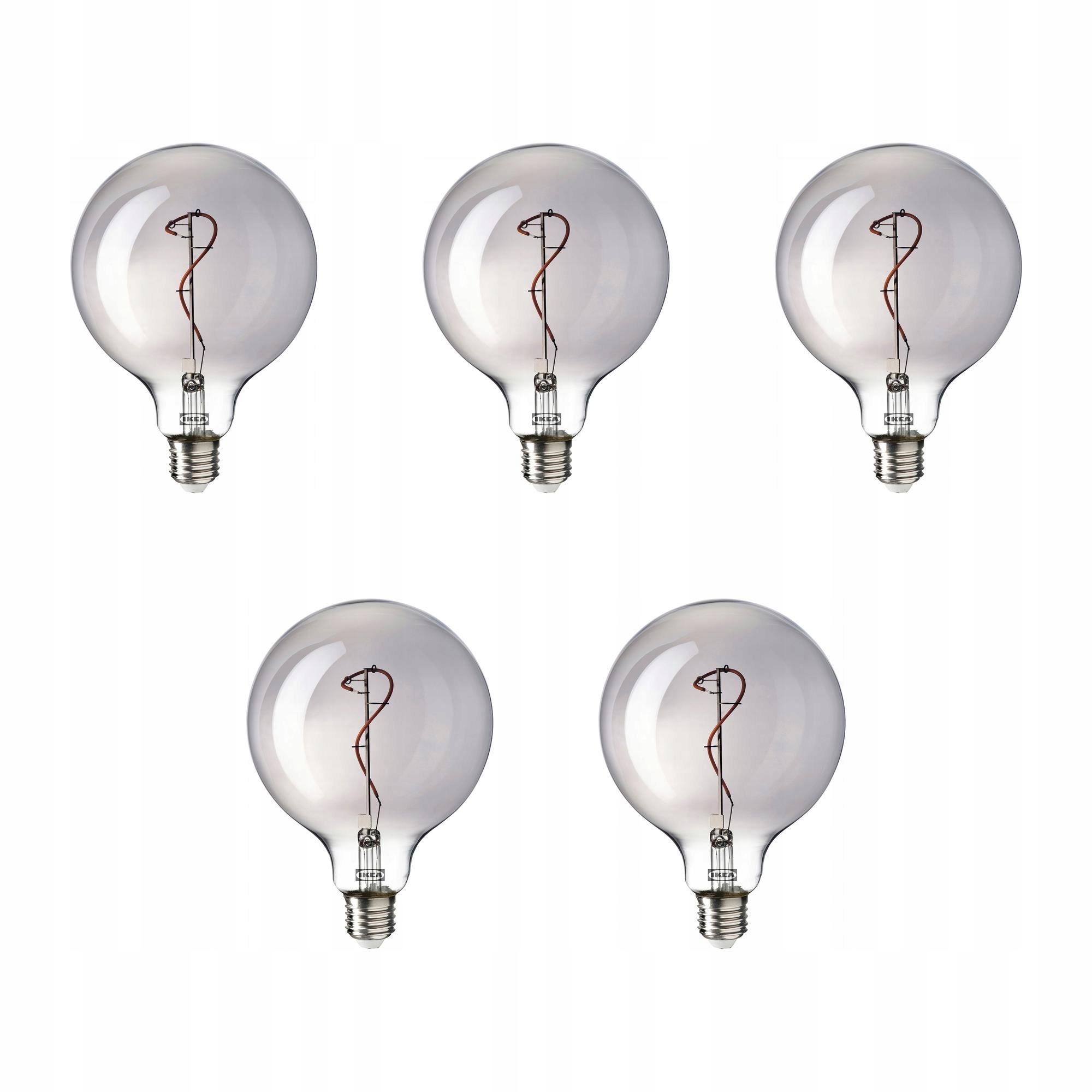 5 ks Led žárovka E27 140 lumenů šedé sklo 125 mm Molnart