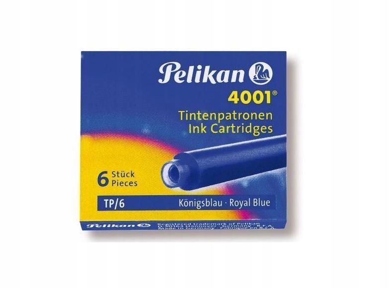 Naboje krótkie Pelikan zmywalne NIEBIESKIE TP/6 Kod producenta 301176