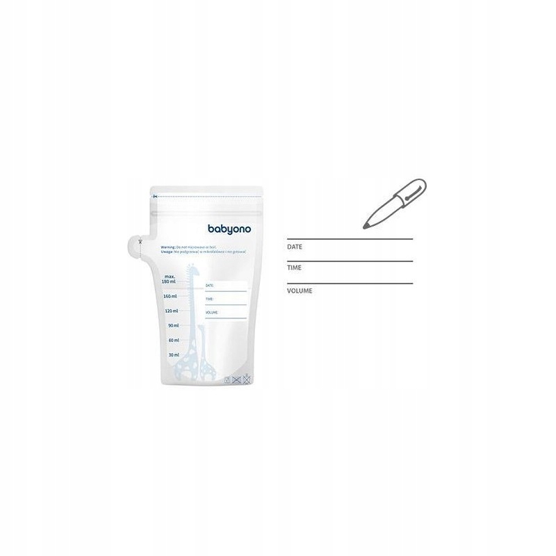 BABYONO Woreczki do przechowywania pokarmu 180ml 30szt Wyrób medyczny nie