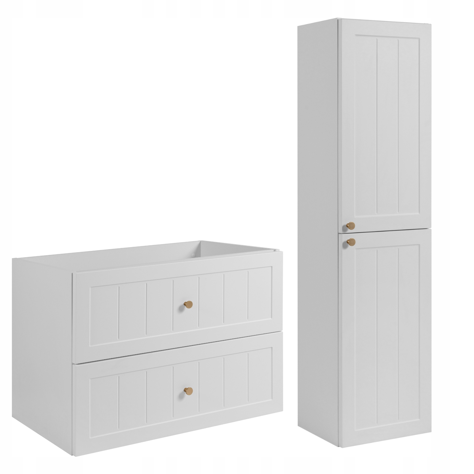 Sada koupelnových skříněk Skříňka 80 Sloupek 136 Bílý Závěsný knoflík Kov