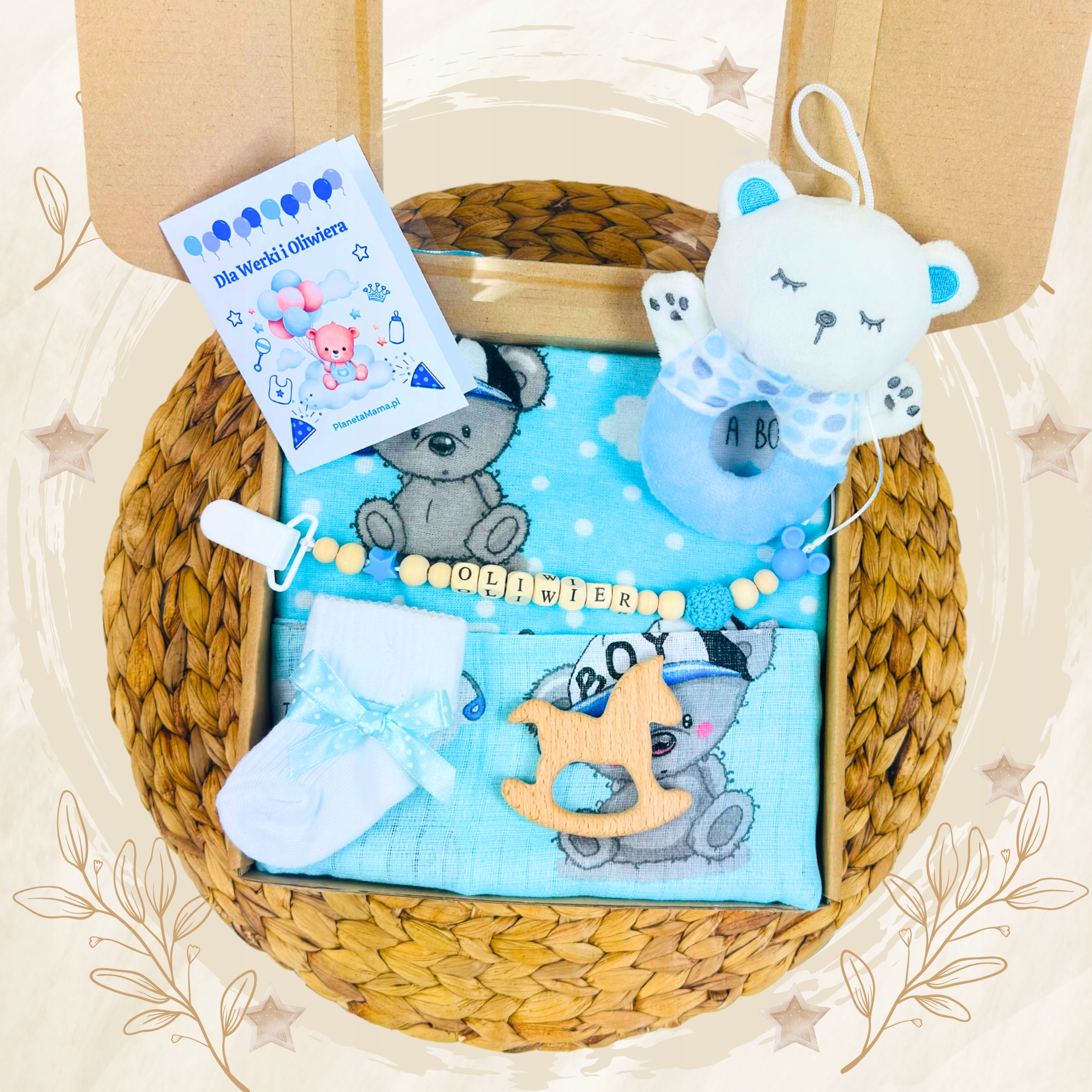 Zestaw Prezentowy Gift Baby Box dla Noworodka Maluszka Baby Shower Roczek