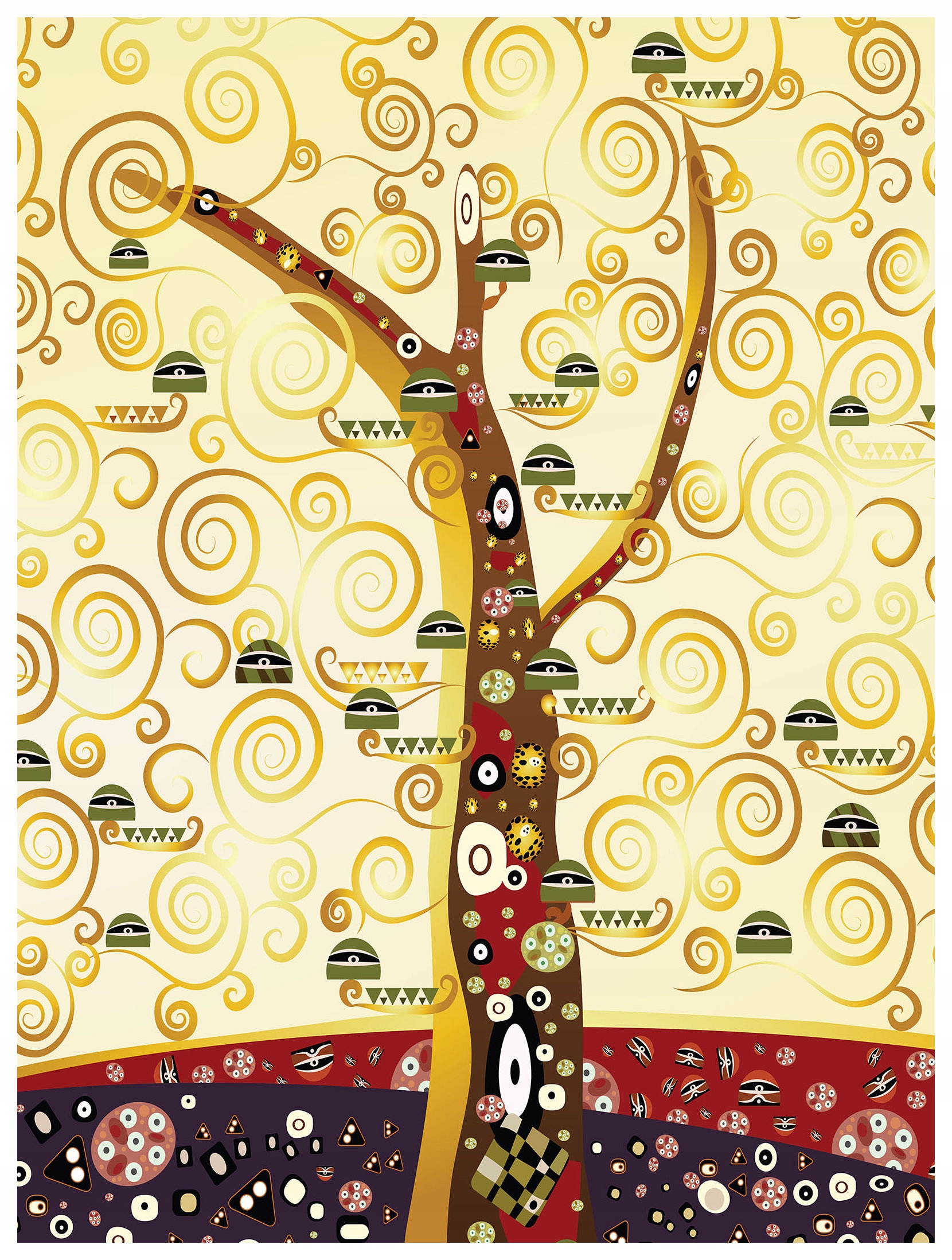 Vliesová fototapeta Strom života Klimt Zlato Modern 184x254 lepidlo