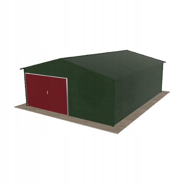 Plechová garáž 5.5 x 7 m jednopolohová, dvouspádová, zelená