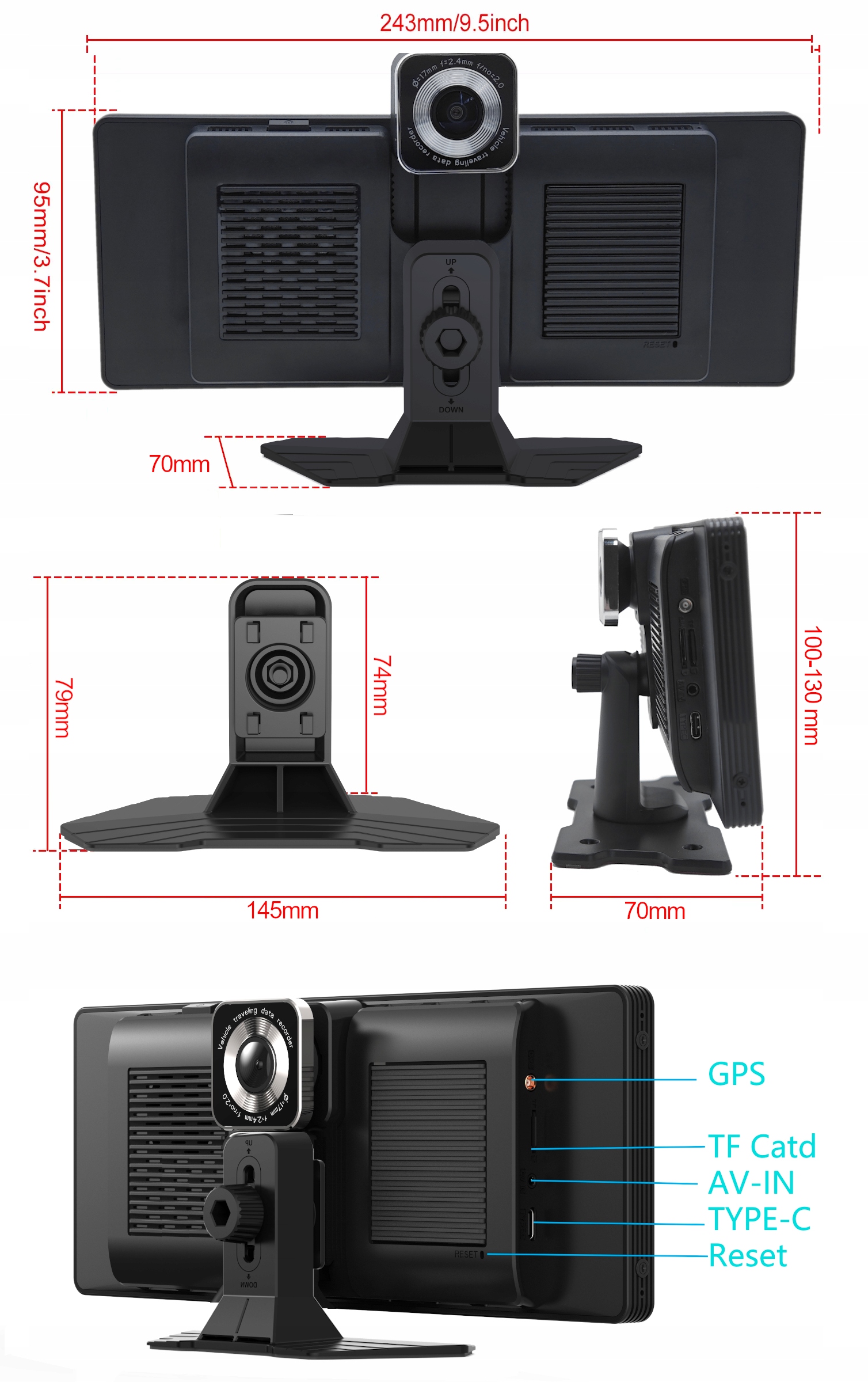 Rejestrator Monitor samochodowy Stacja Radio Kamera Nawigacja GPS Android System transmisji obrazu NTSC PAL