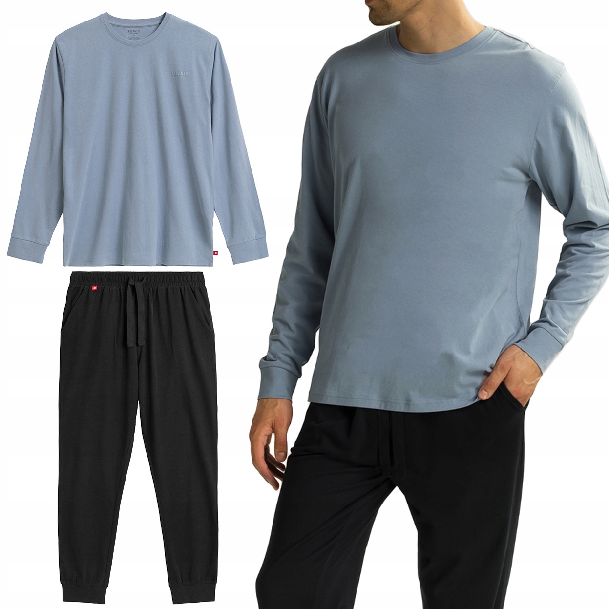 Pánské Pyžamo Atlantic NMP-372 volný dlouhý rukáv Bavlna XXL