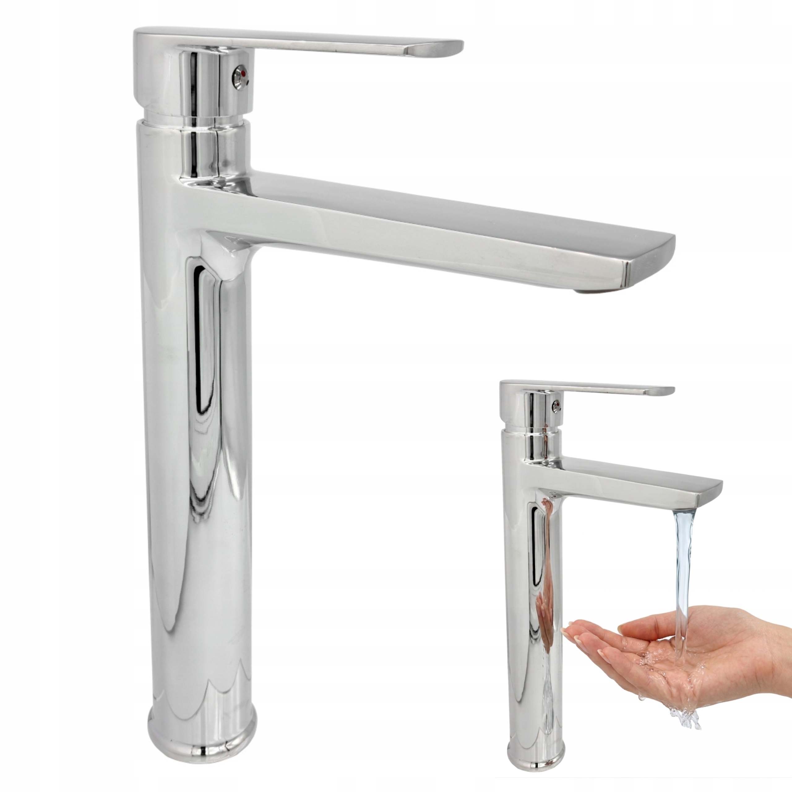 Bateria Umywalkowa Nablatowa Stojąca Chrom Srebrna System Szybki Montaż