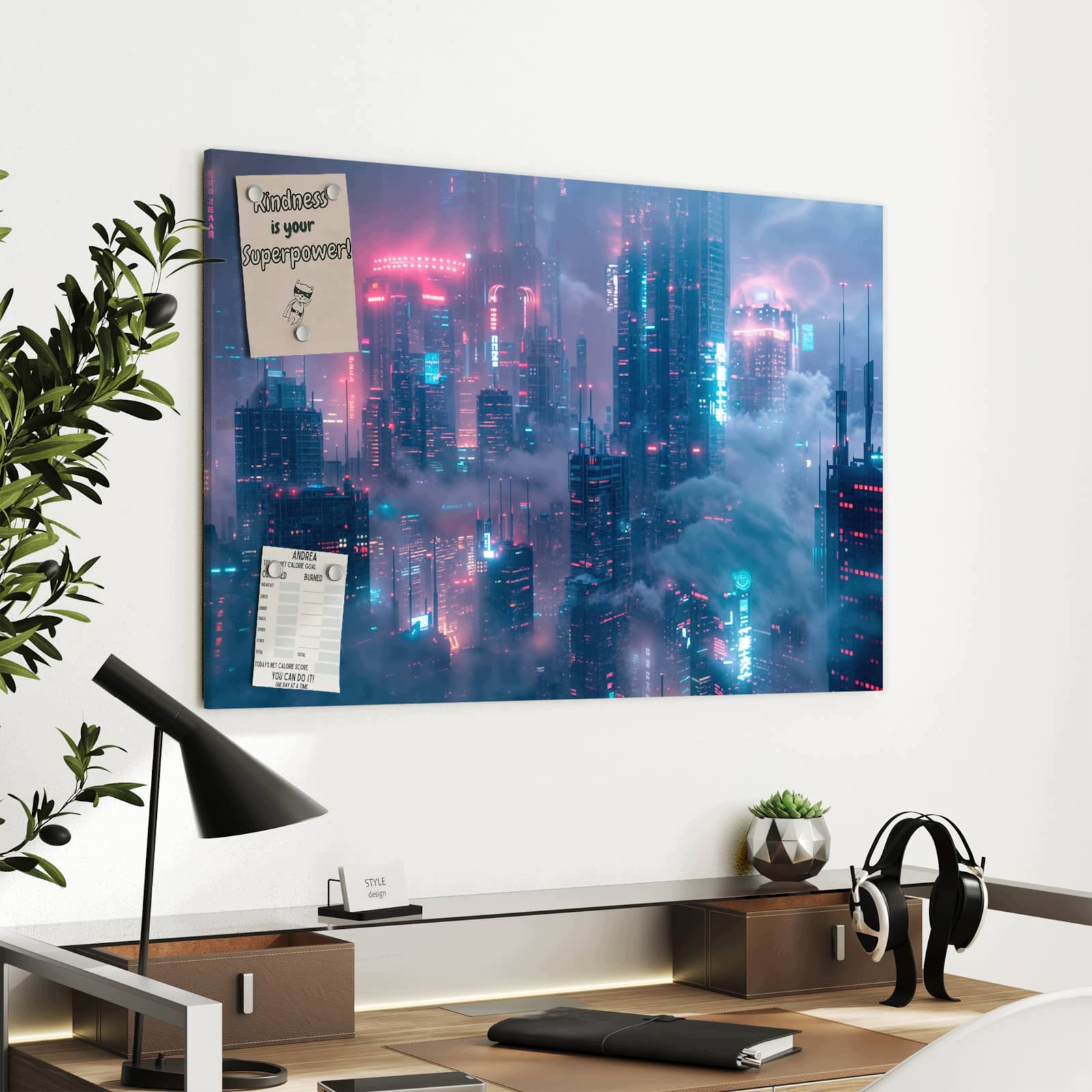 Magnetická tabule Futurystyczne Město 90 × 60 cm