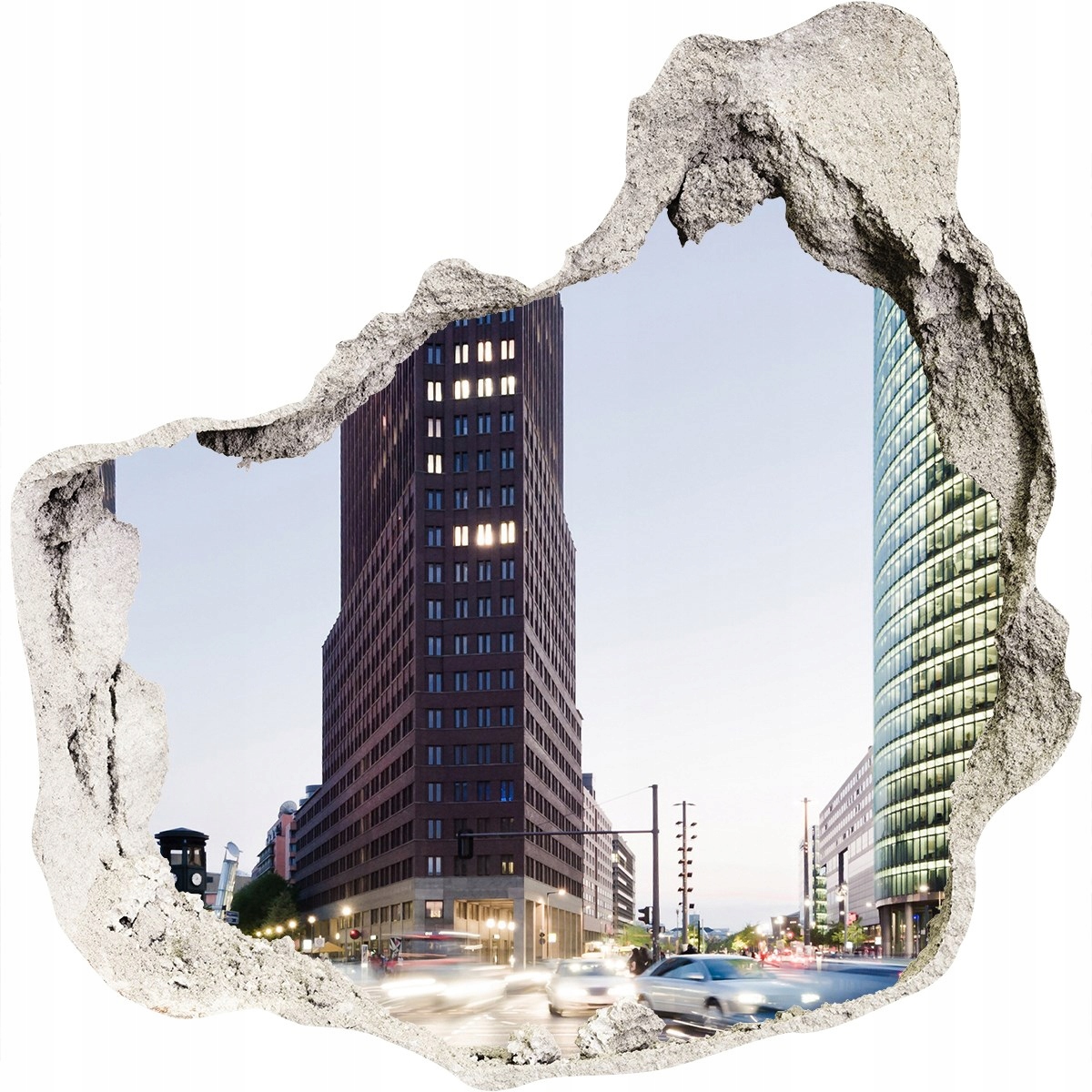 

Fototapeta dziura na ścianę 3d Drapacze chmur