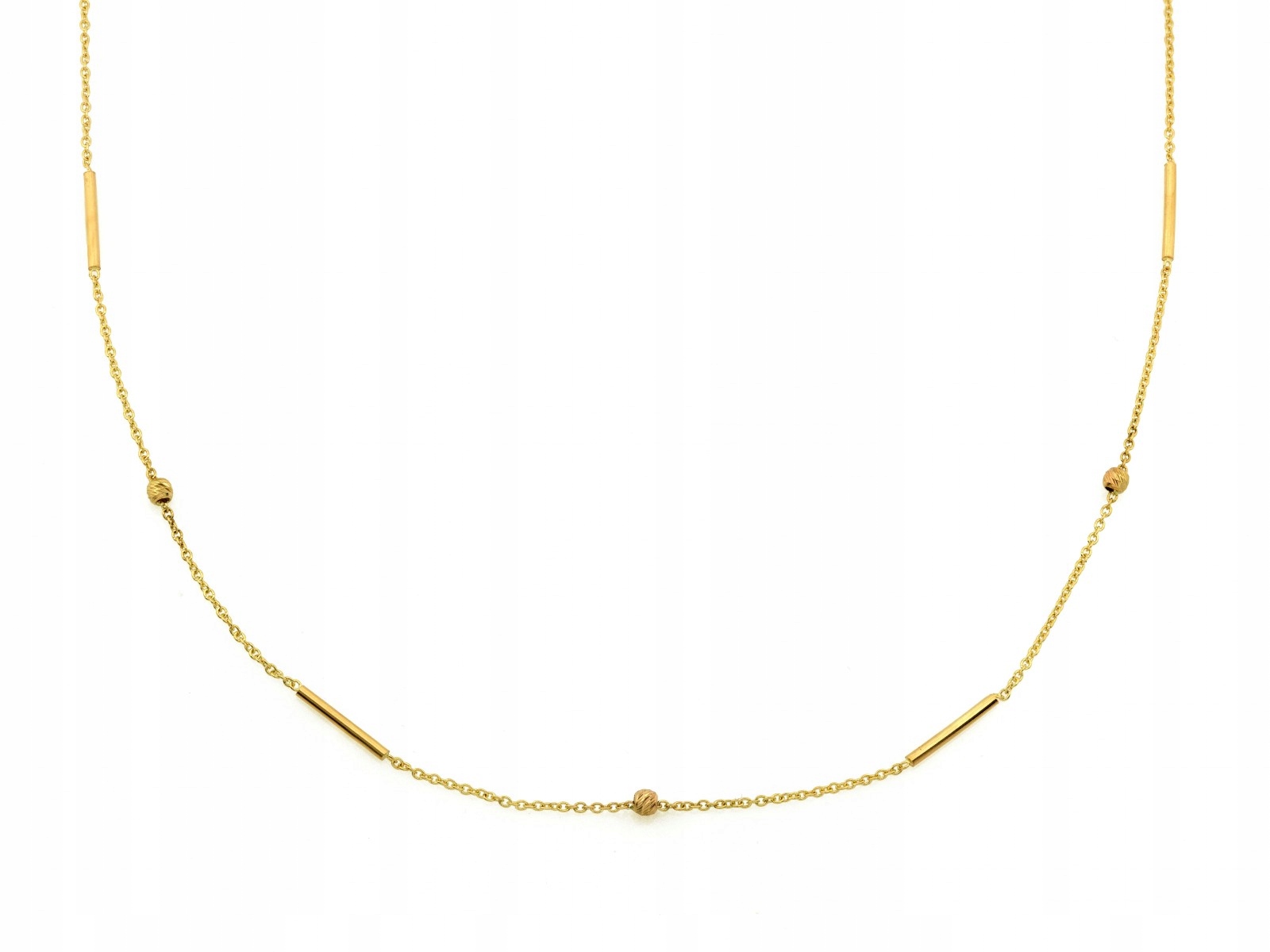 Zlatý náhrdelník 585 jemný s kuličkami 45 cm, lesklé kuličky 1.86 g