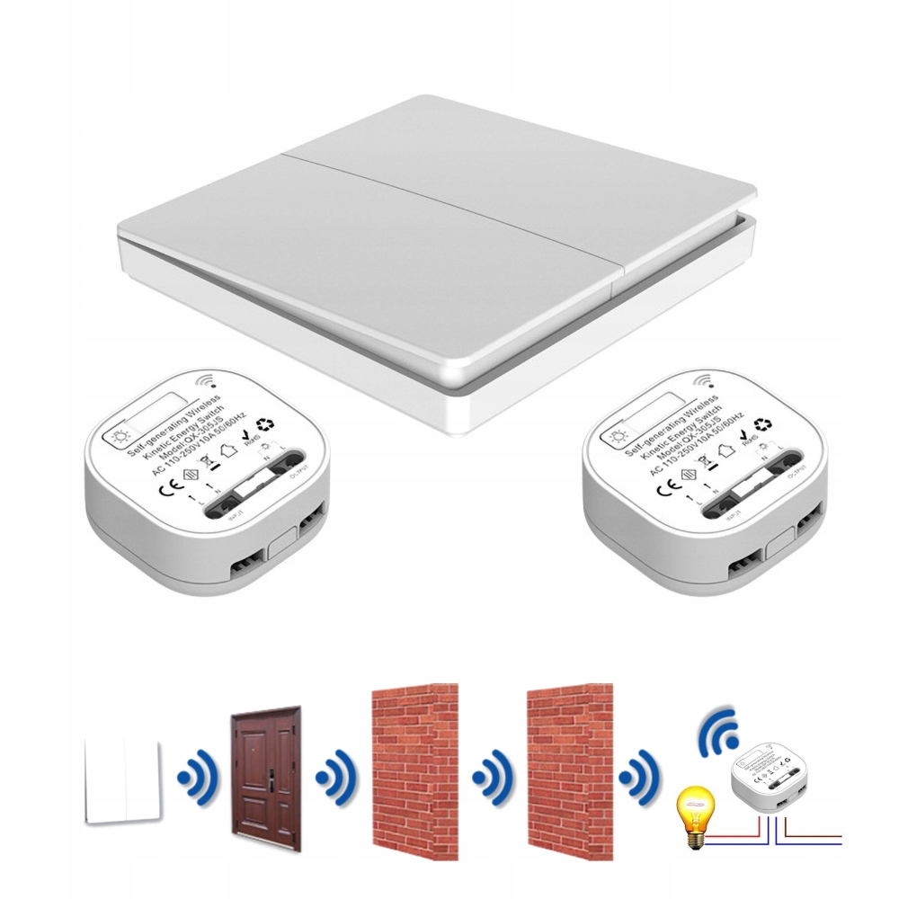 Nástěnný Bezdrátový Spínač Bez Baterií, Dálkové Ovládání Přijímač