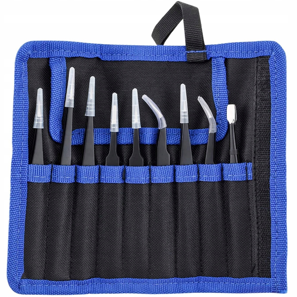 ZESTAW UNIWERSALNYCH PĘSET PINCET PĘSETA PRECYZYJNYCH METALOWYCH 9 szt Model 05497