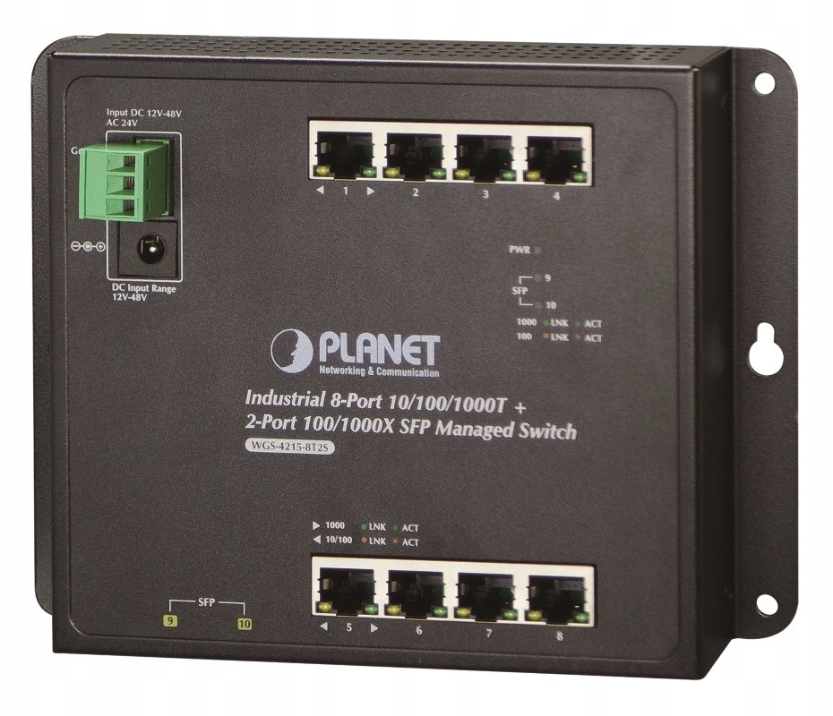Planet WGS-4215-8T2S nástenný switch 8x1000B-T, 2x Sfp, správa Web Snmp,