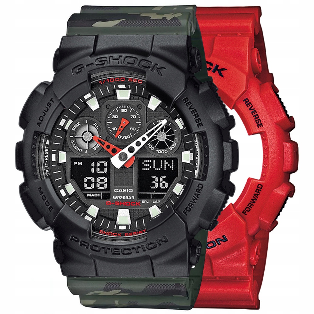 Zestaw G-shock GA-100B-4AER Czarny Zielony