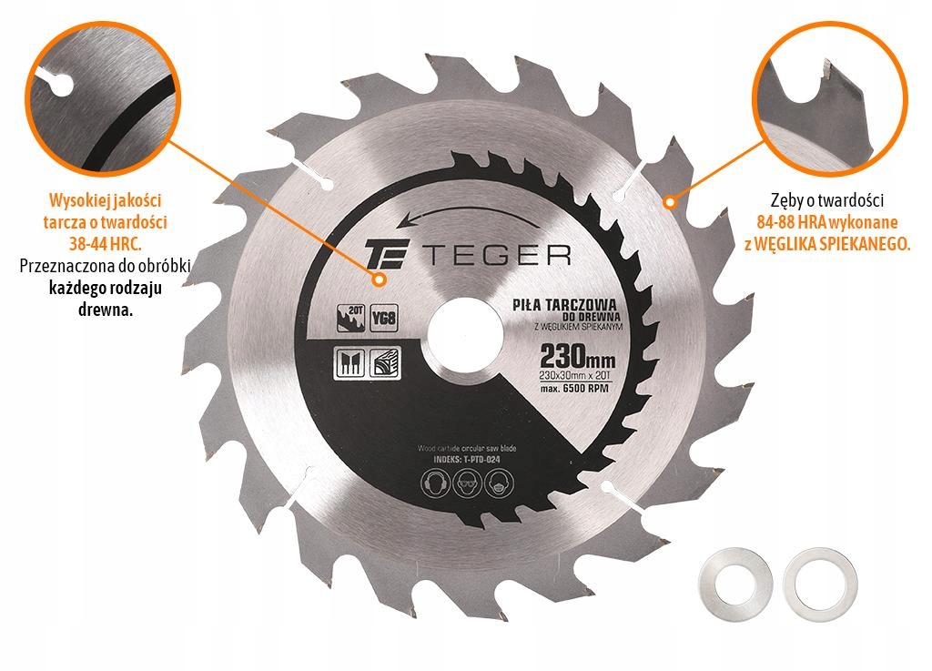 Piła tarczowa do drewna z węglikiem spiekanym 230x Kod producenta T-PTD-024