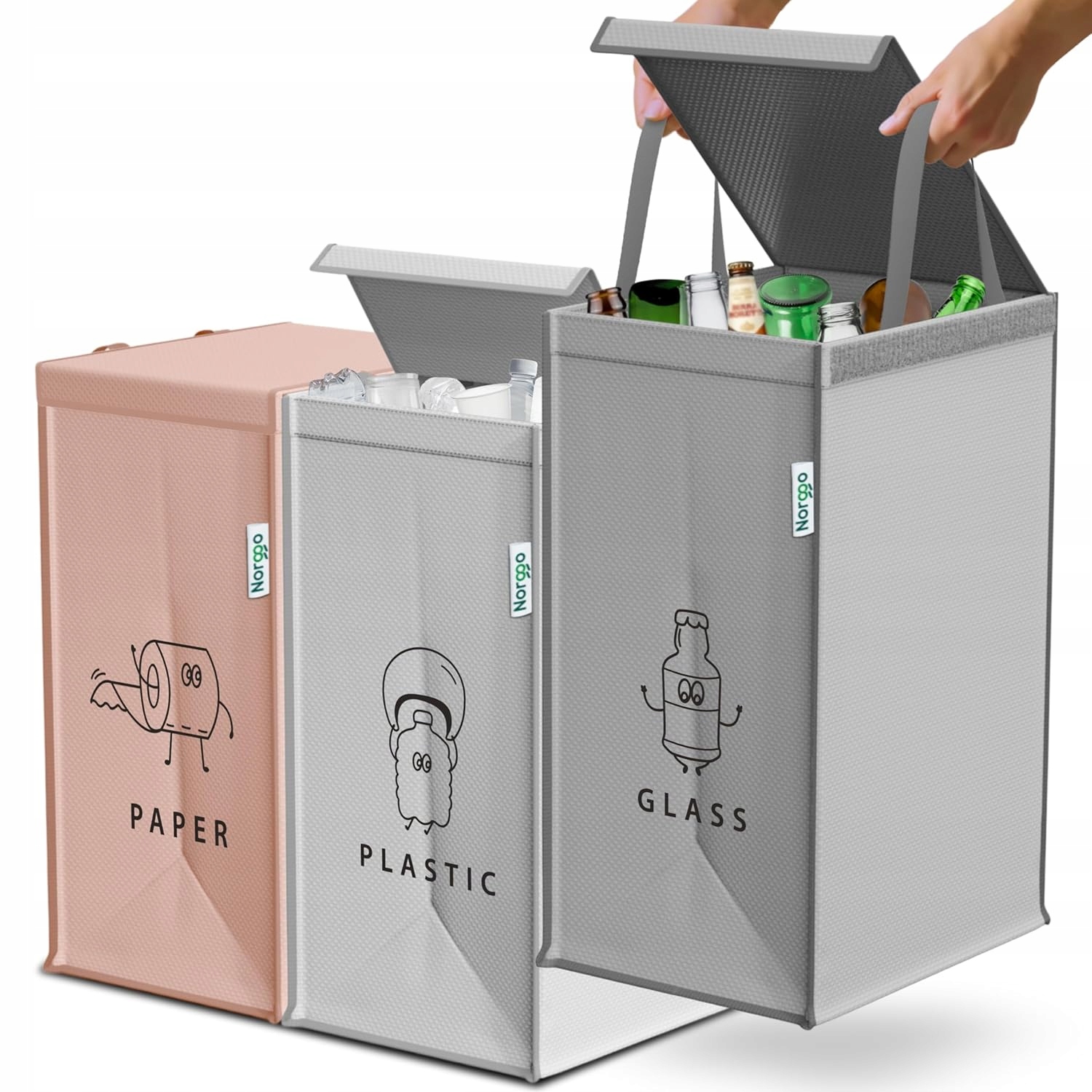Kosze Do Segregacji Odpadów Zestaw 3 X 40 L Recykling