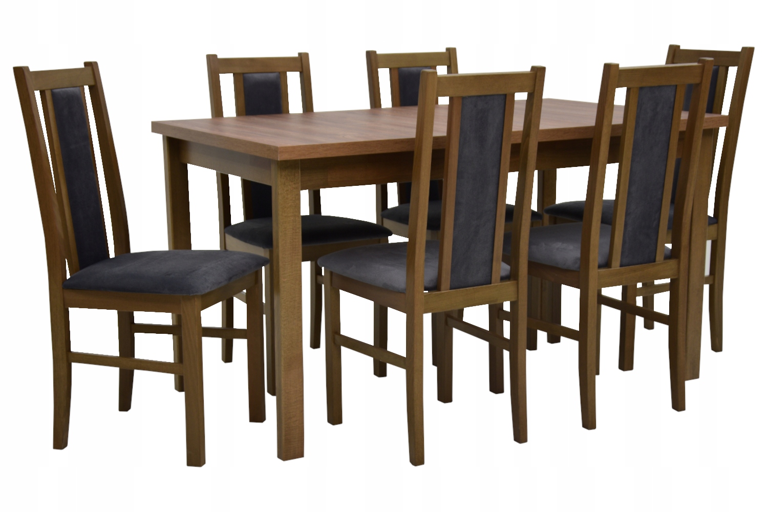 Zestaw drewniane 6 krzeseł ze stołem 80x140/180