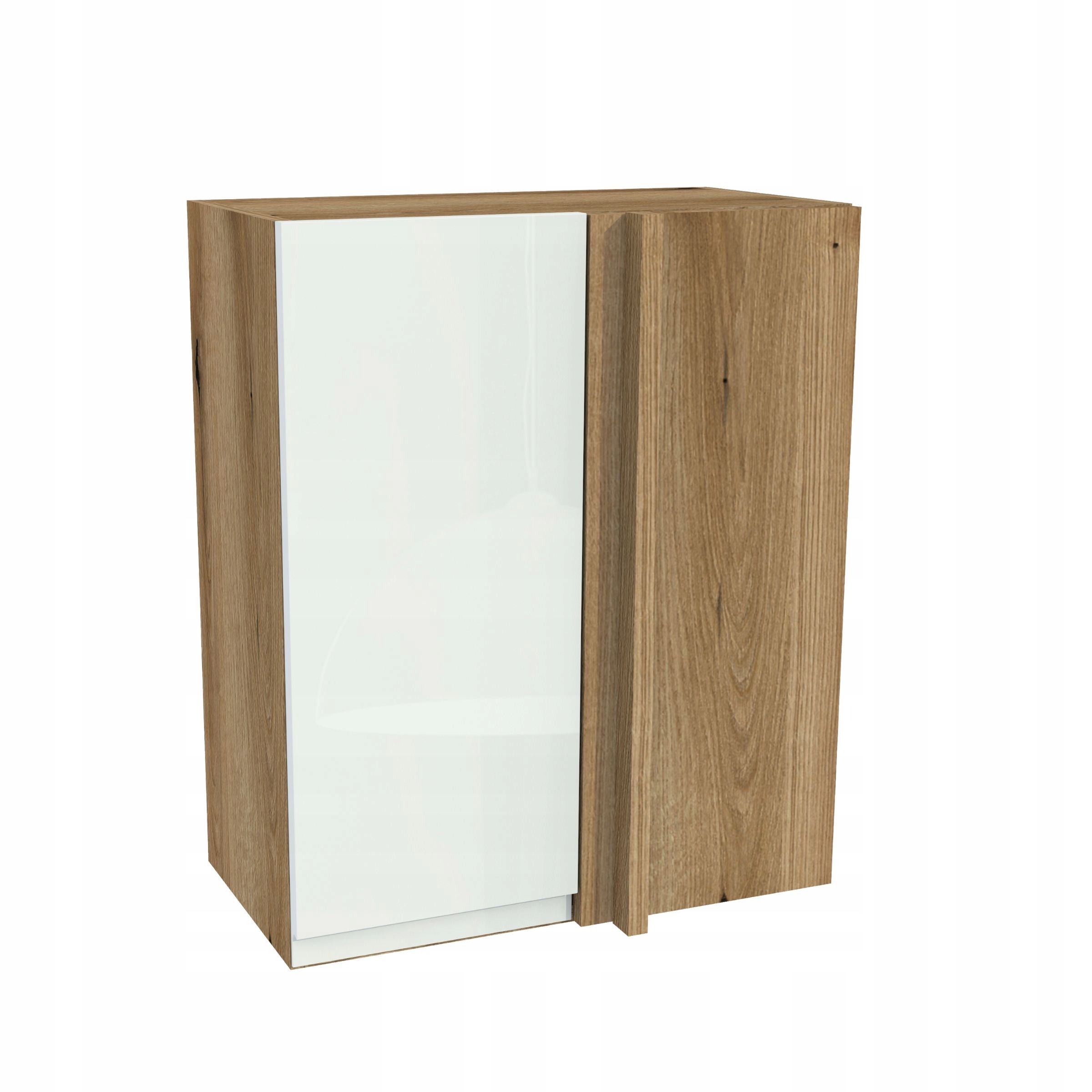 Horní rohová skříňka 65/72 Frezo Dub Evoke přední Bezúchytková Bílá Lesklá