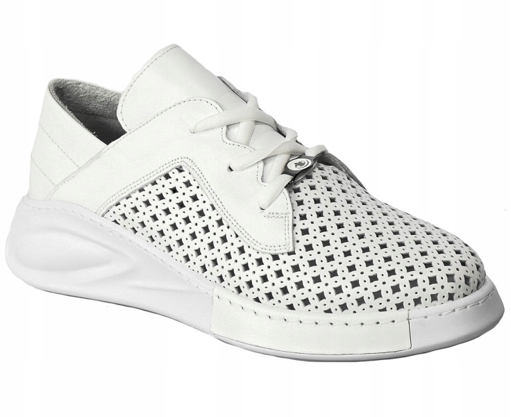 Sneakersy Ravini 100.214 10T Bzy Skórzane Białe