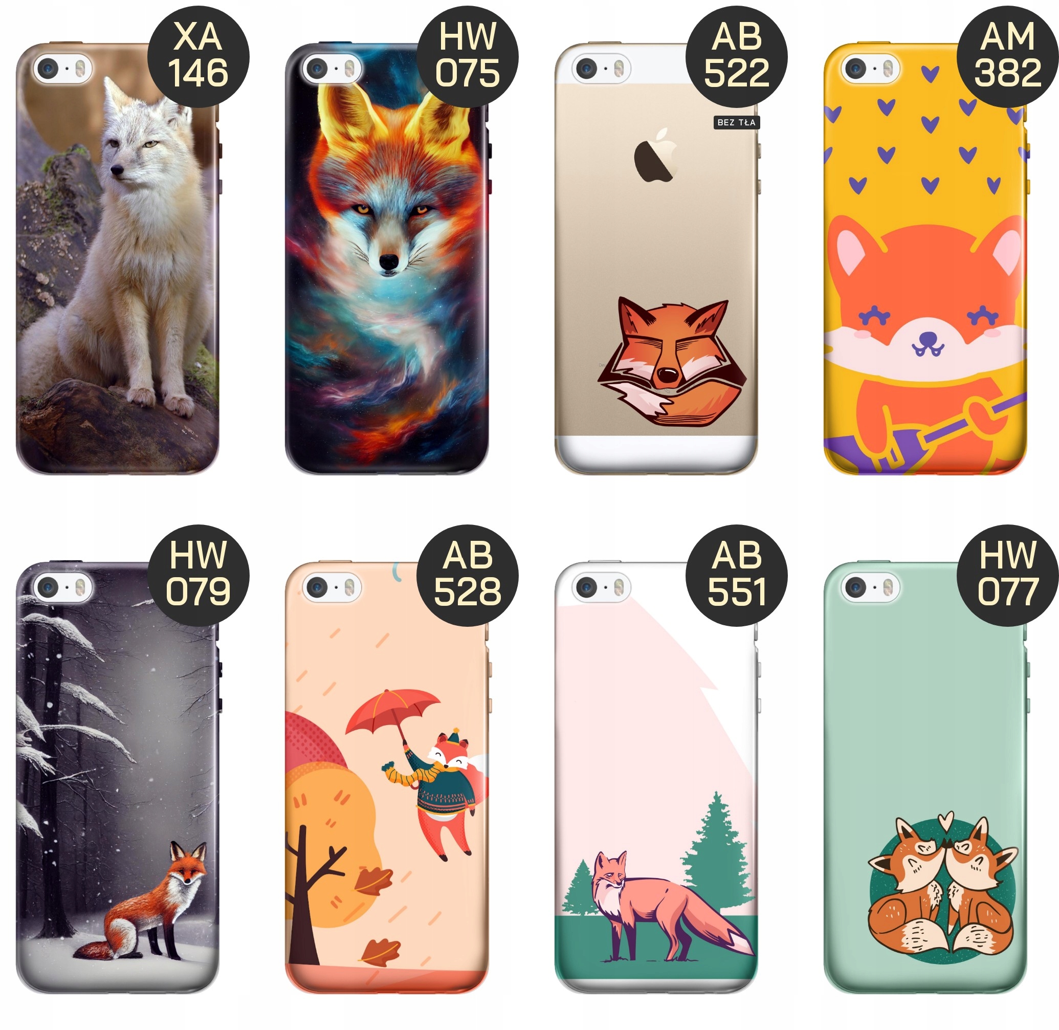 ETUI DO IPHONE 5 / 5S / SE WZORY LISKI LISY FOX OBUDOWA POKROWIEC CASE Kolor pomarańczowy