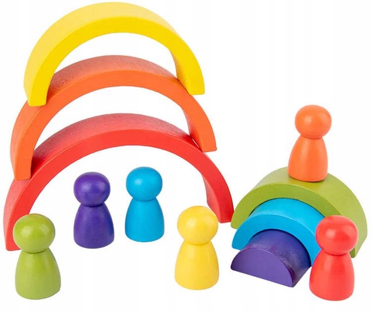 Sprytne Zabawki. Drewniana Tęcza Z Ludzikami Wiek dziecka 3 lata +