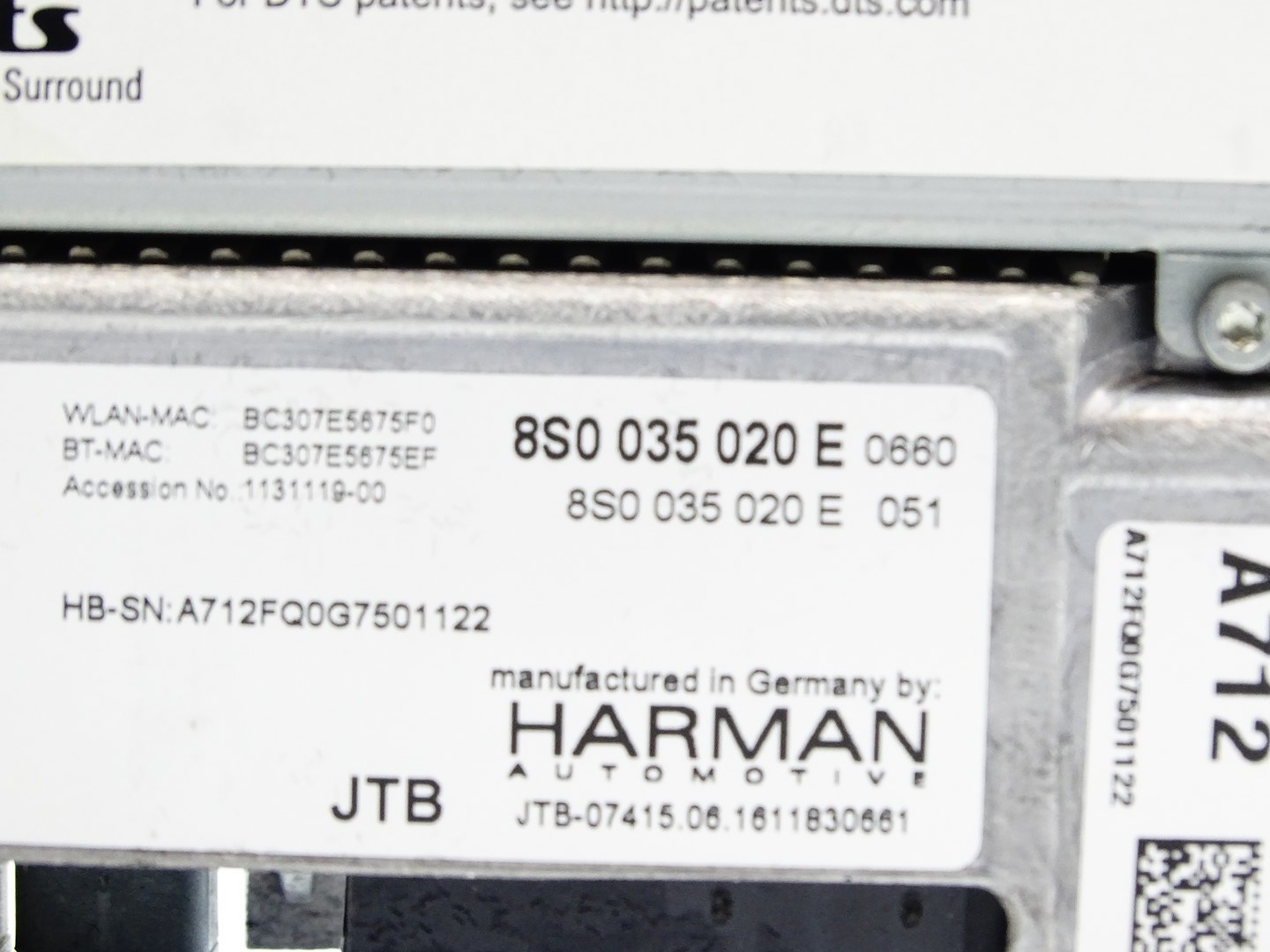 player MULTIMEDIOW SD JEDNOSTKA navigation devices NAVI AUDI TT 8S 14- 8S0035020E