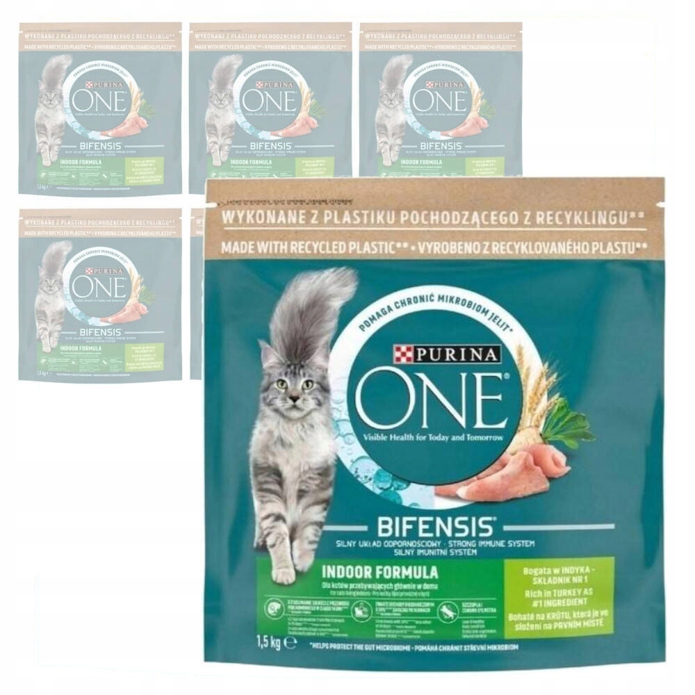Levně Purina One Bifensis Indoor Formula Suché Krmivo Pro Kočky s krůtím masem 6x1,5 kg