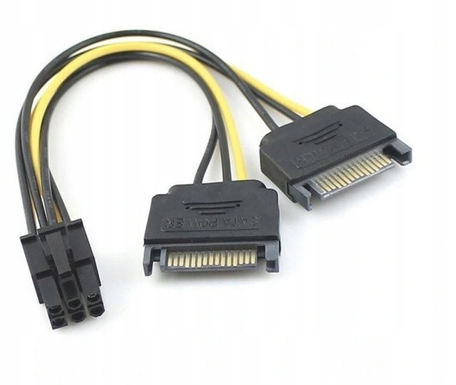 KABEL Adapter 2x SATA 15 PIN do 6 PIN PCI-E 15cm