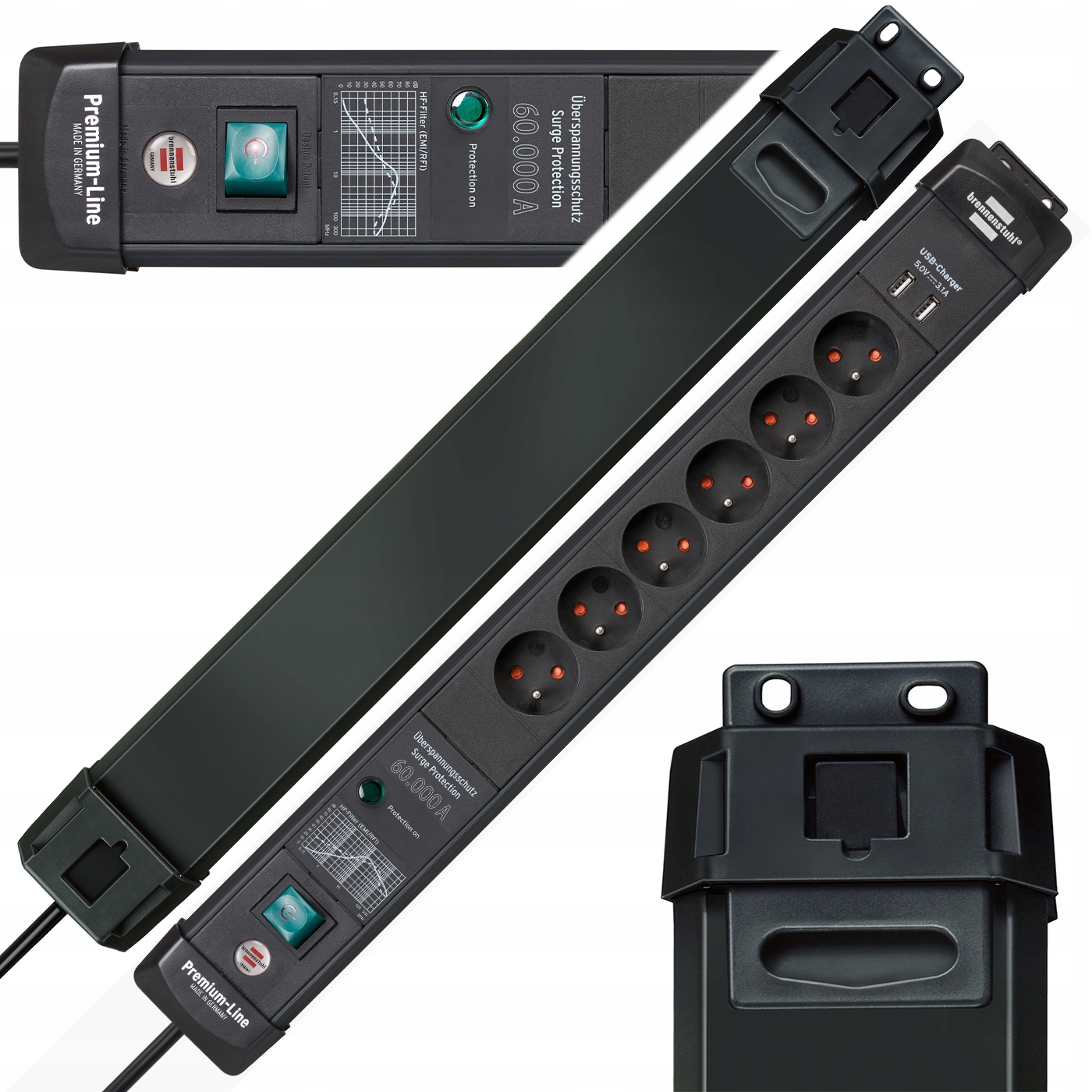 Listwa Przeciwprzepięciowa Przedłużacz Do Domu Biura 6 Gniazd 3M Usb 60A