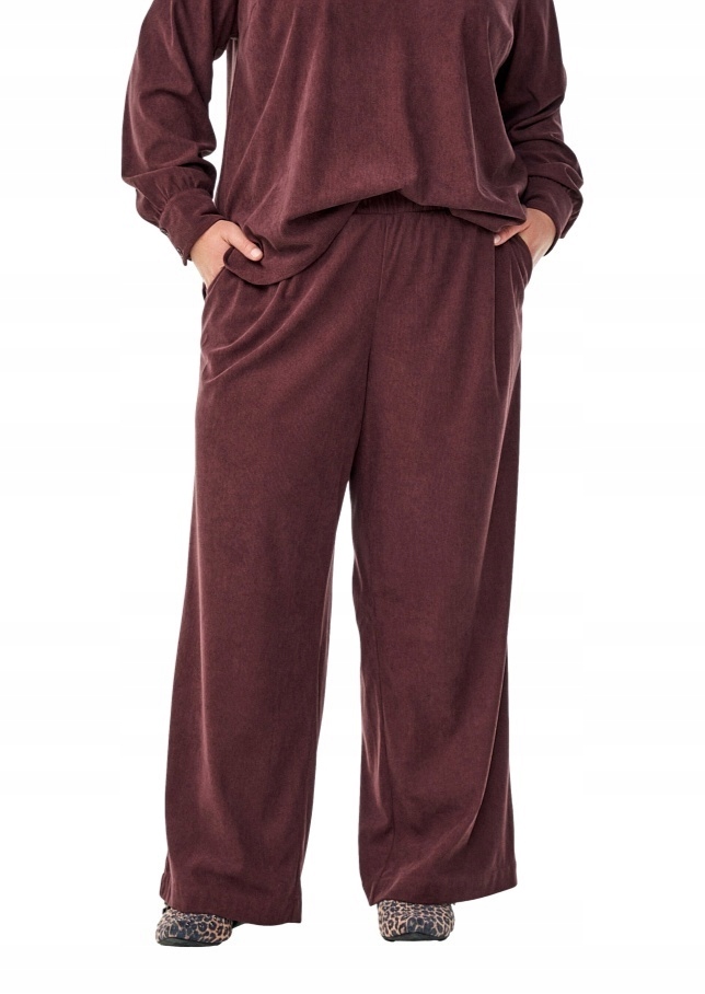 Plus Size Zizzi Šusťákové Jednoduché Elegantní Kalhoty Bordó 193B 64