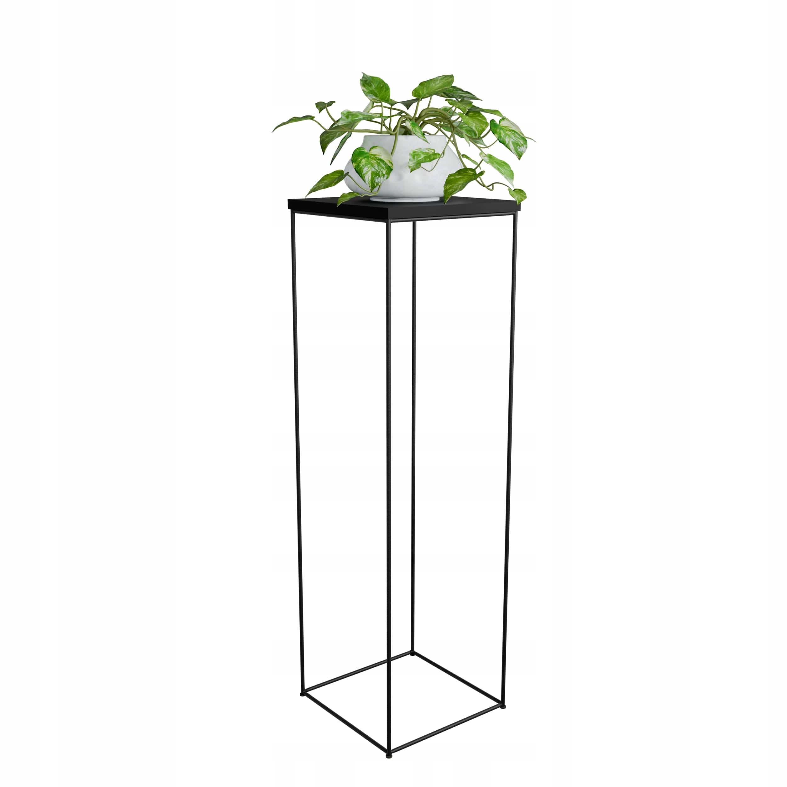 Kwietnik metalowy stojący z blatem 30x30x100 cm loft czarny