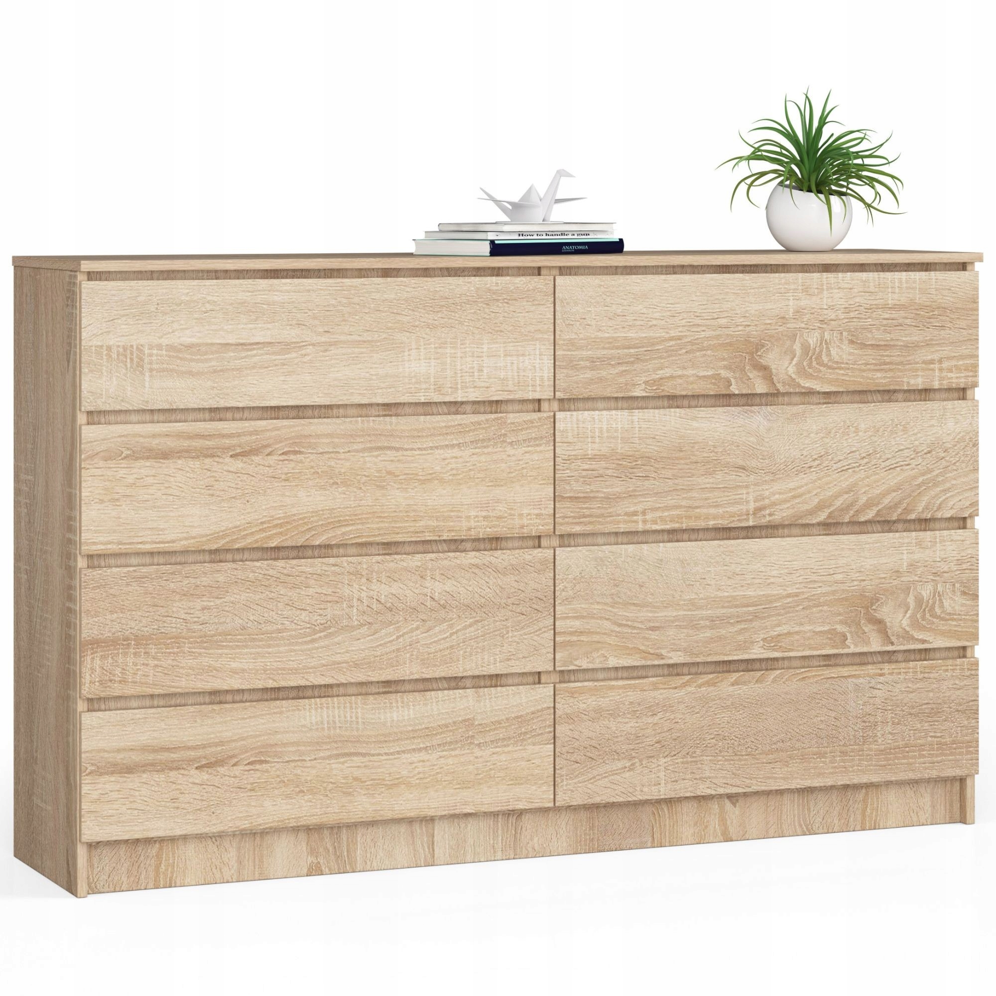Komoda K160 8SZ Clp Pk Dąb Sonoma, Akord Furniture Factory, KOMMK1608SZSONP