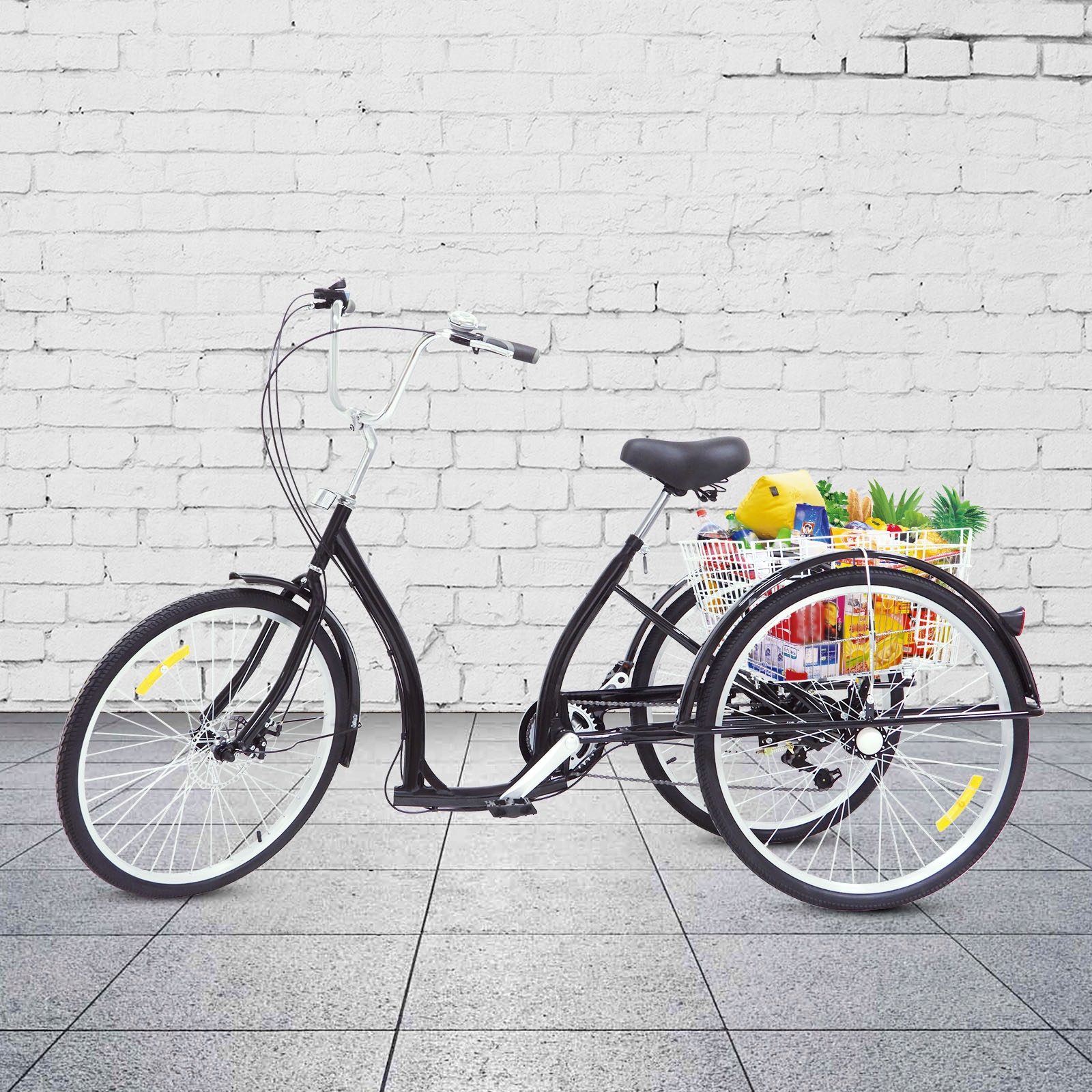 26’ 6-biegowy czarny trójkołowiec dla dorosłych Rozmiar koła (