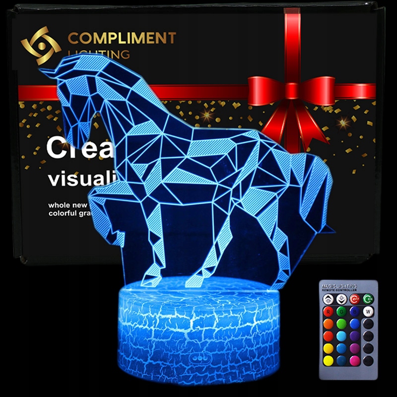 Lampka 3D nocna led usb + pilot na prezent KOŃ EAN (GTIN) 5906288051749