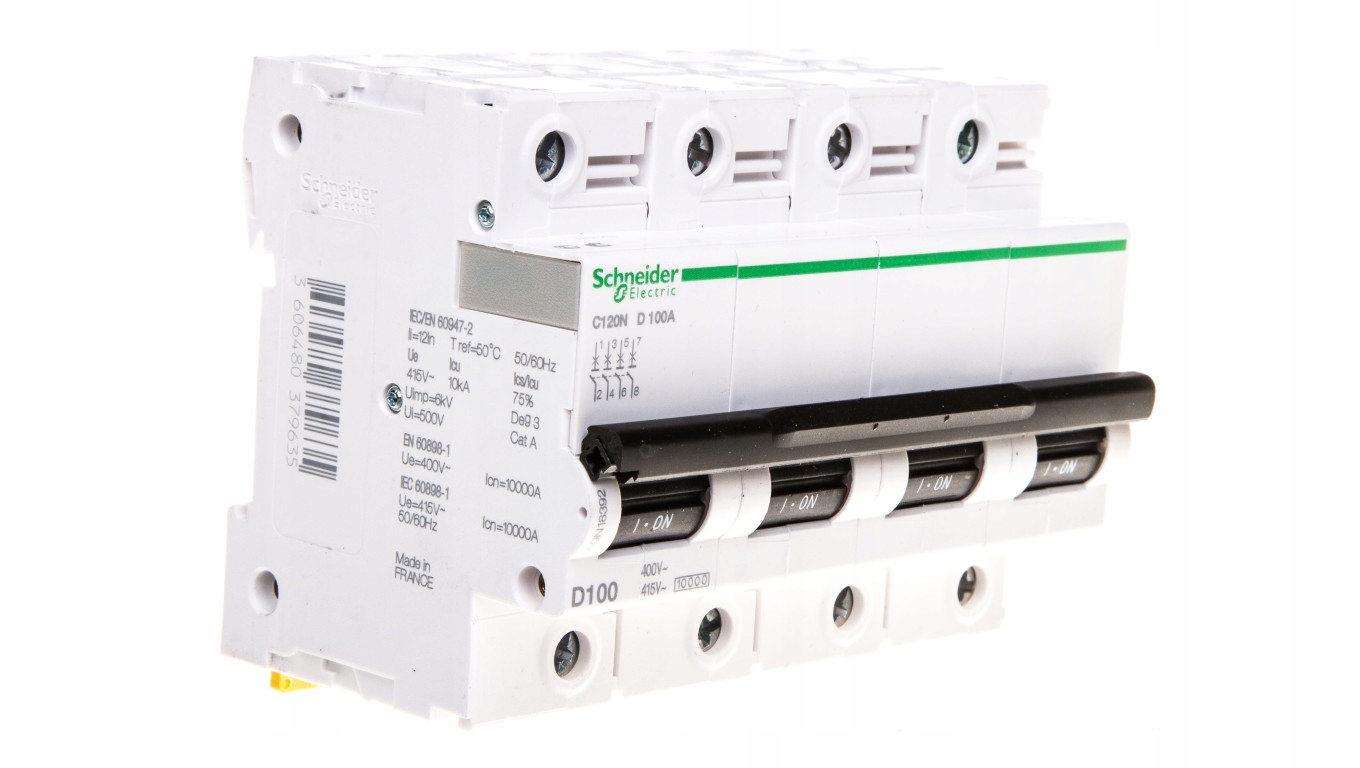 Wyłącznik nadprądowy 4P D 100A 10kA Ac C120N Acti9 A9N18392